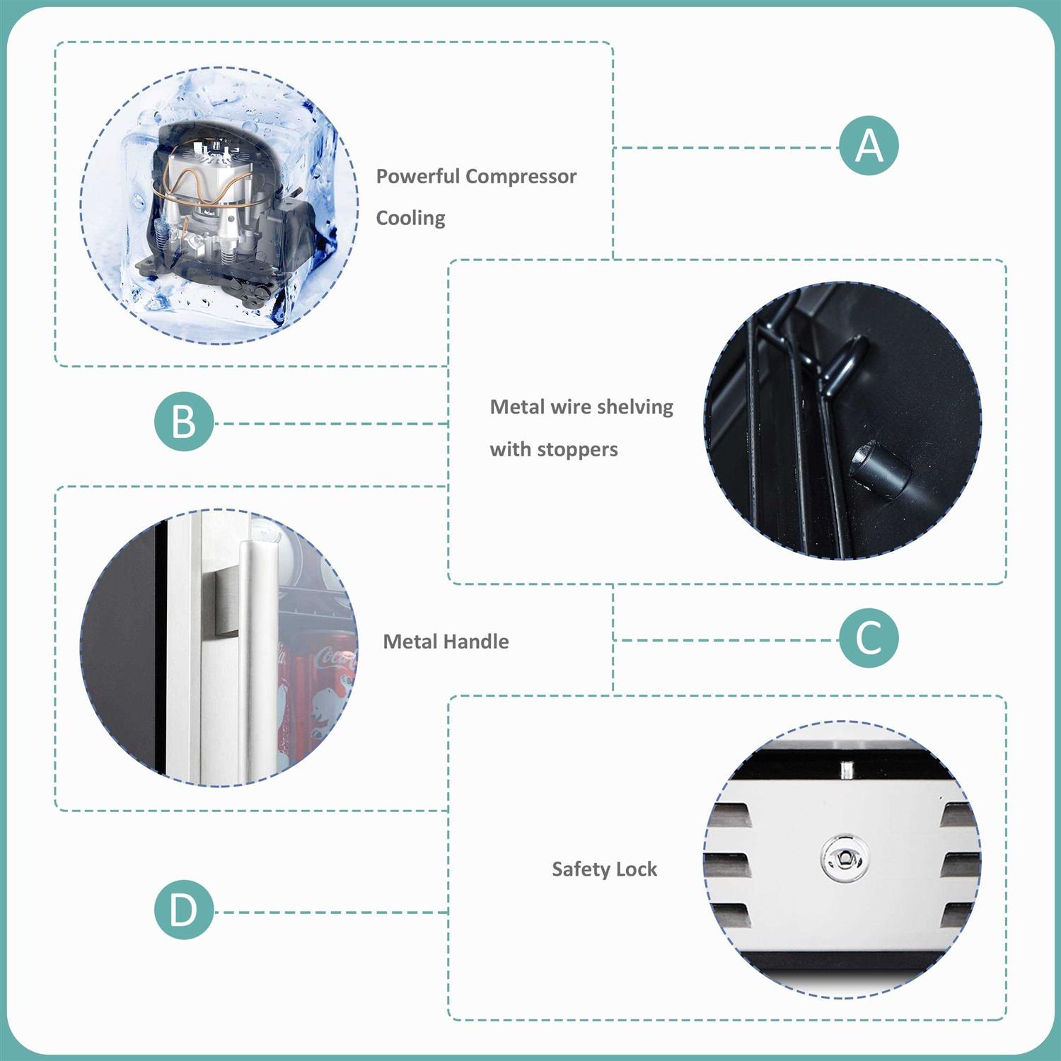 Kalamera 24 inch Beverage Refrigerator 154 Cans Capacity Beverage Cooler - Image 5