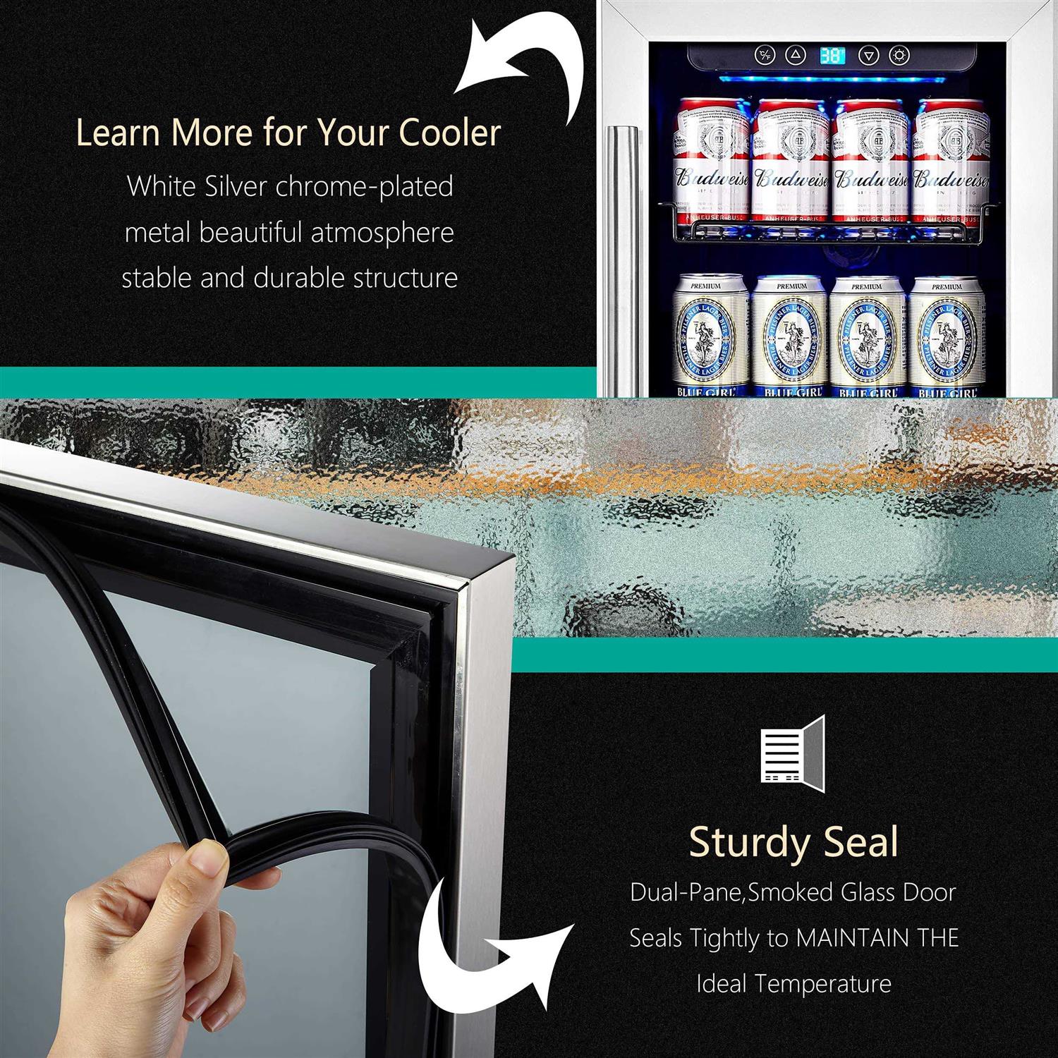 Kalamera 24 inch Beverage Refrigerator 154 Cans Capacity Beverage Cooler - Image 3