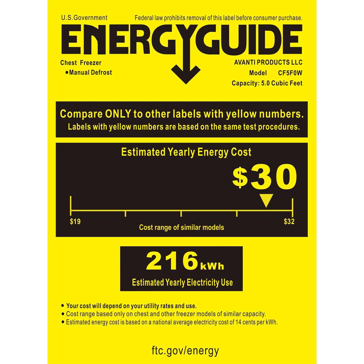 Avanti 5.0 Cu. Ft. White Chest Freezer - Image 4