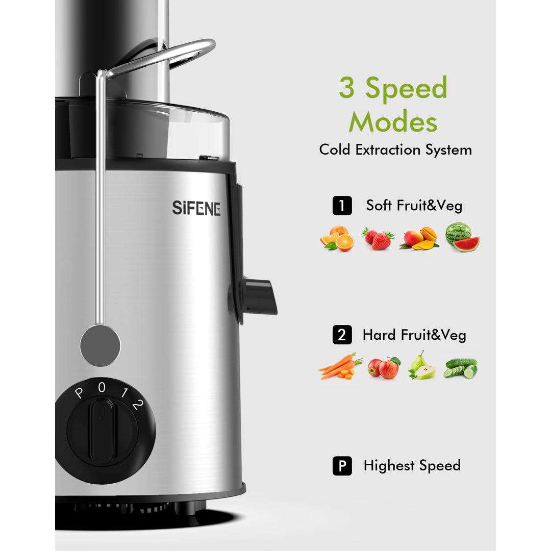 Juicer SiFENE 500w Big Mouth Centrifugal Juicer, Juice Vegetable and Fruit 3-Speed - Image 3