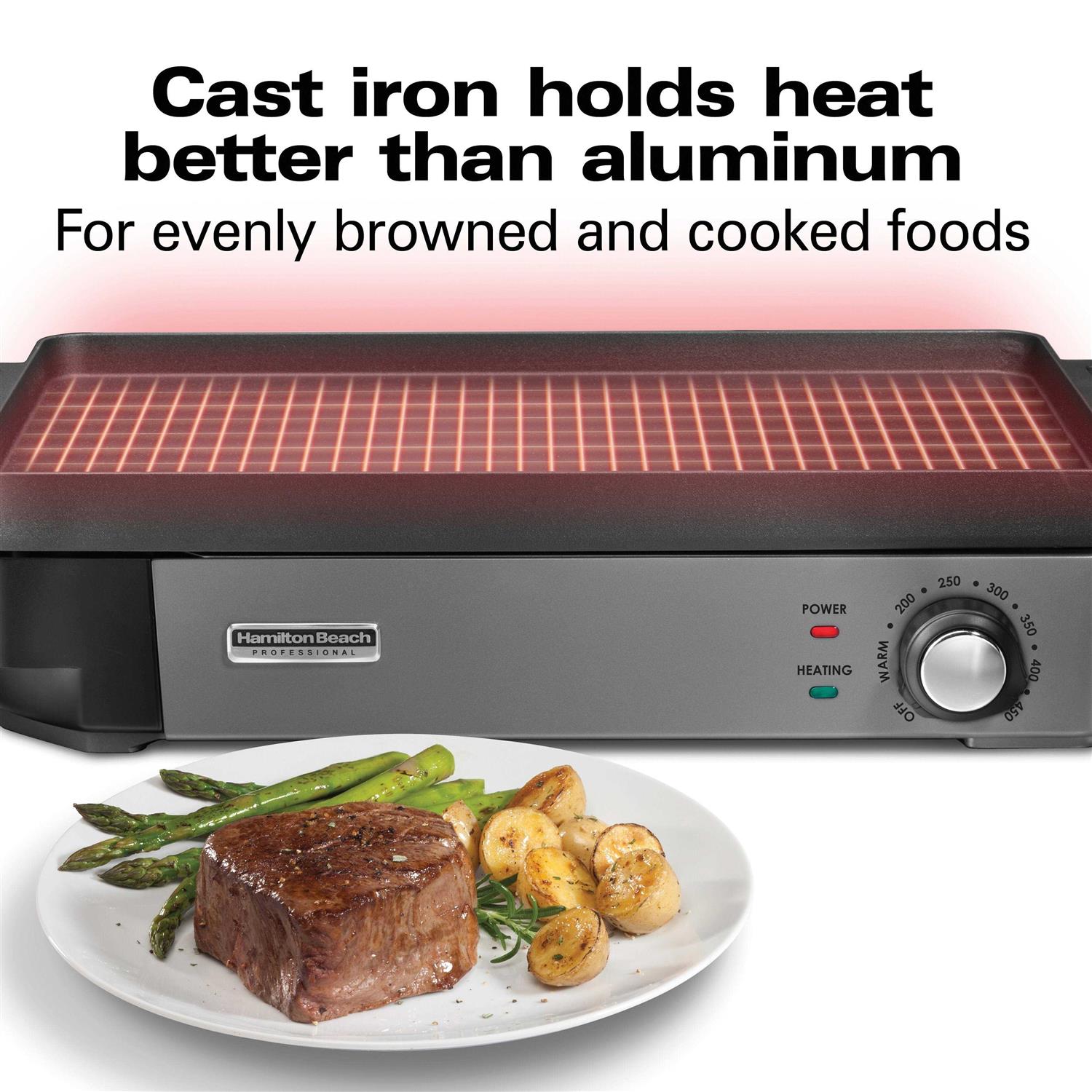 Hamilton Beach Professional Cast Iron Electric Grill - Image 4