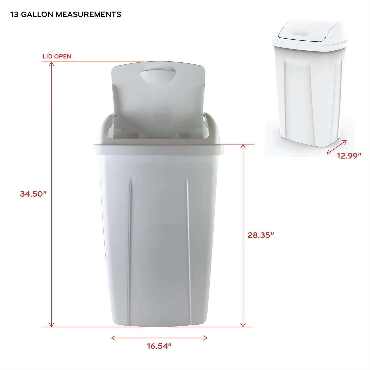 Mainstays 13 gal Plastic Swing Top Lid Kitchen Trash Can - Image 4