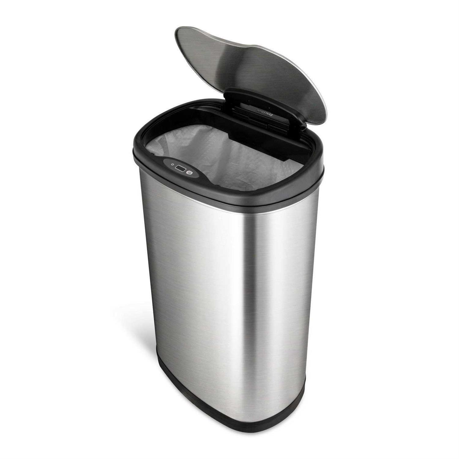 Nine Stars Motion Sensor Oval Touchelss 13.2 Gal Trash Can Stainless Steel With Stainless Steel Lid - Image 3
