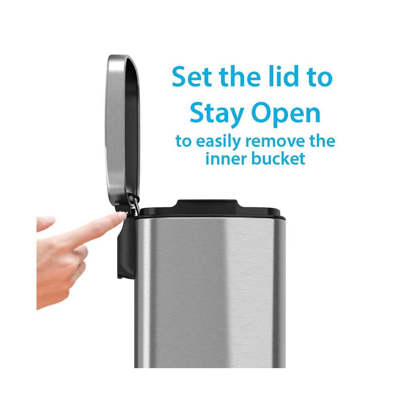 Halo Premium Silvertone Step Stainless Steel Trash Can - Image 5