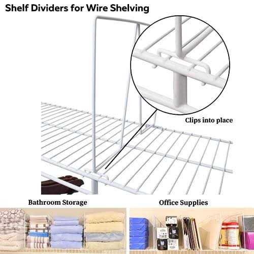 Evelots Wire Shelf Dividers-8 Pack-Closet Storage & Organization for Office/Pantry/Garage-Shelf Separator-Easy Clip-No Tool-Plastic Coated Steel - Image 4