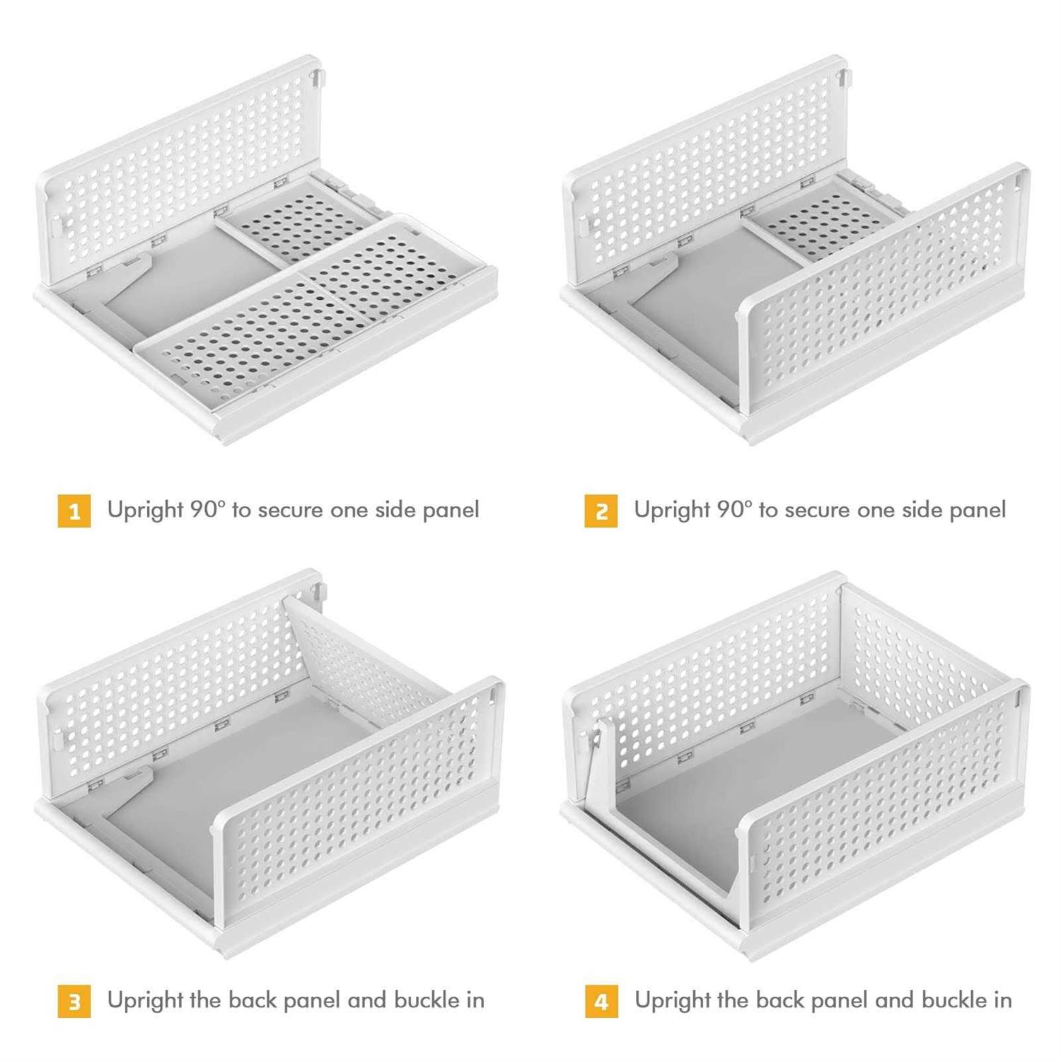 UAK 4 Pack Stackable Plastic Storage Basket for Closet Wardrobe Organizer and Storage Bin Sweater Drawer Shelf Storage Container for Cupboard - Image 4