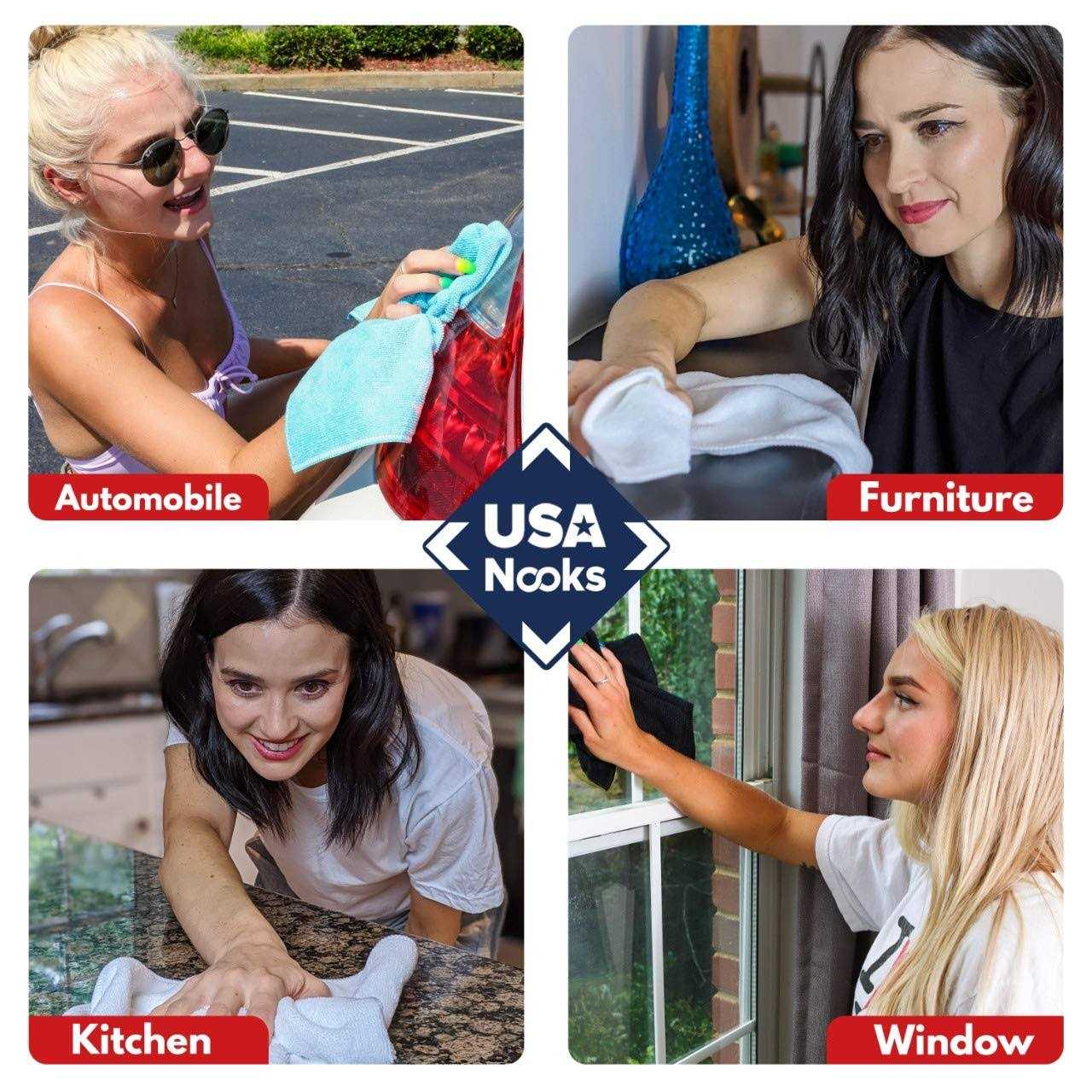 Usanooks Microfiber Cleaning Cloth 12Pcs High Performance 1200 Washes - Image 4