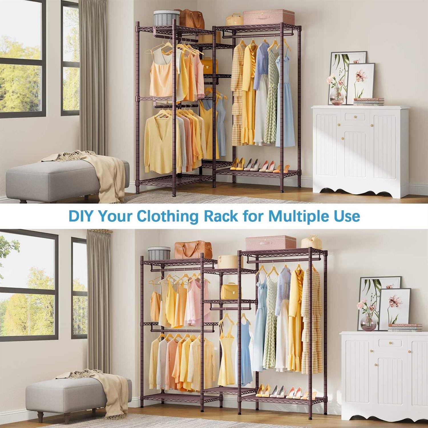 VIPEK L6 Garment Rack Heavy Duty Clothes Rack Corner Closet Rack L Shaped Clothing Rack - Image 5