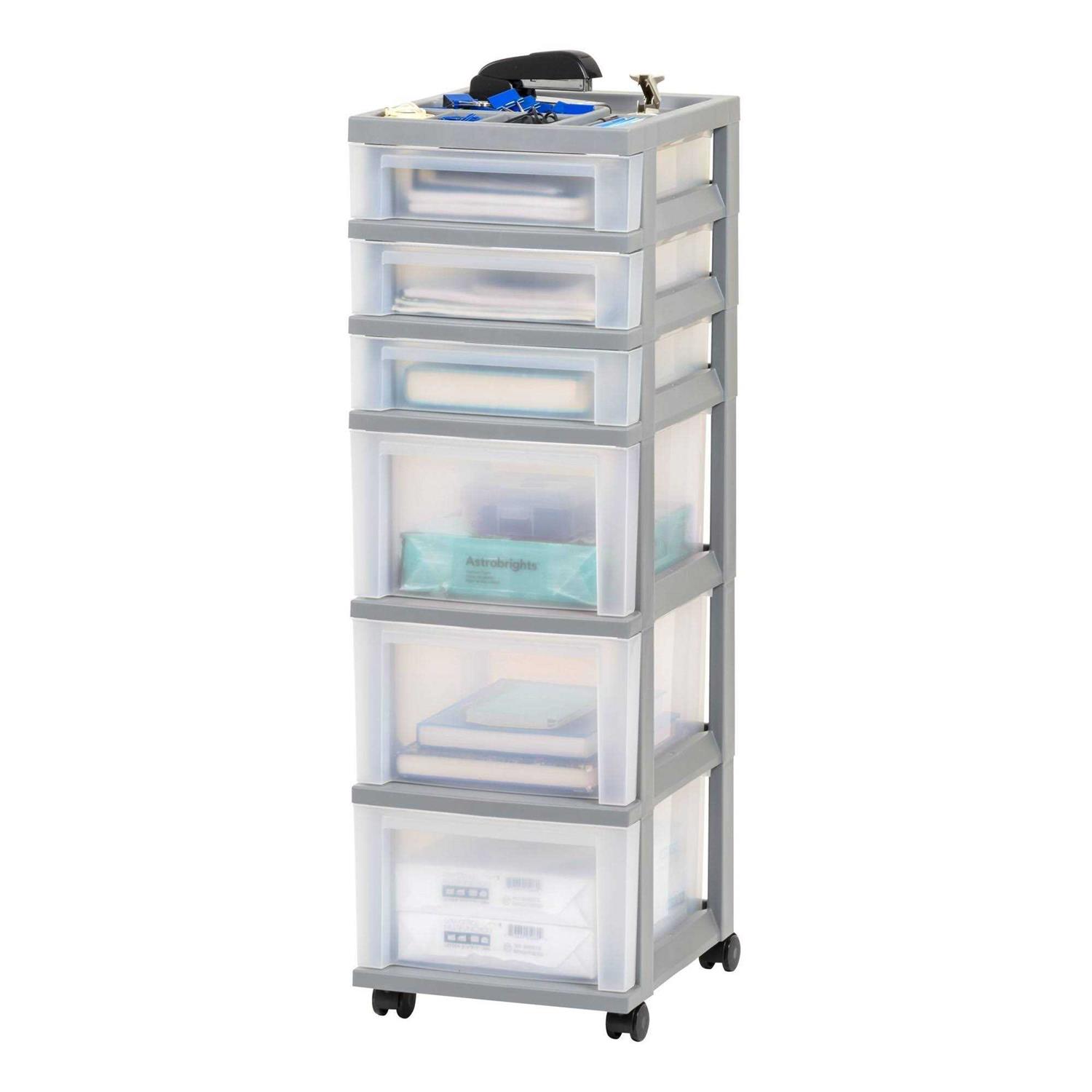 Iris 6 Drawer Storage Cart with Organizer Top - Image 4