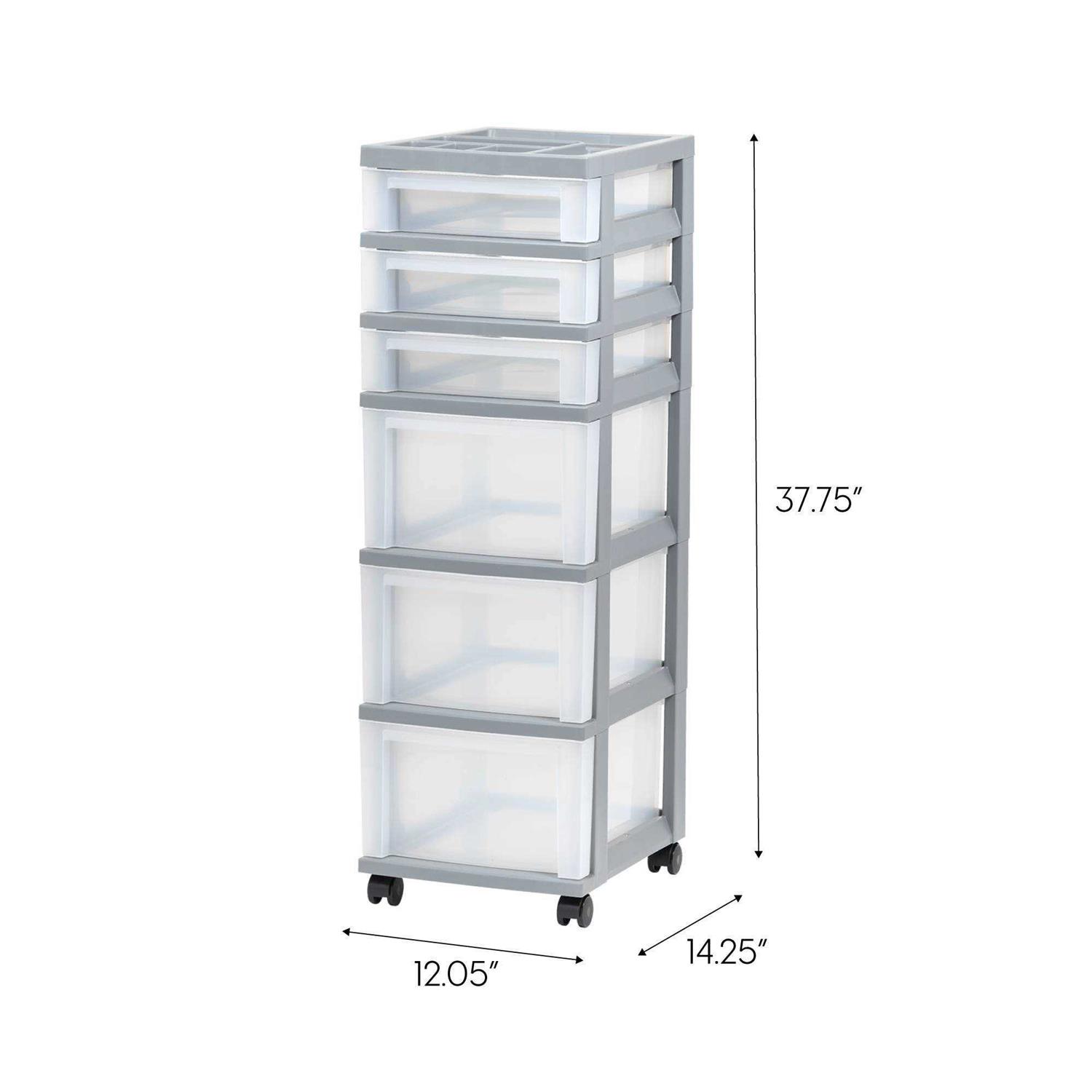 Iris 6 Drawer Storage Cart with Organizer Top - Image 5