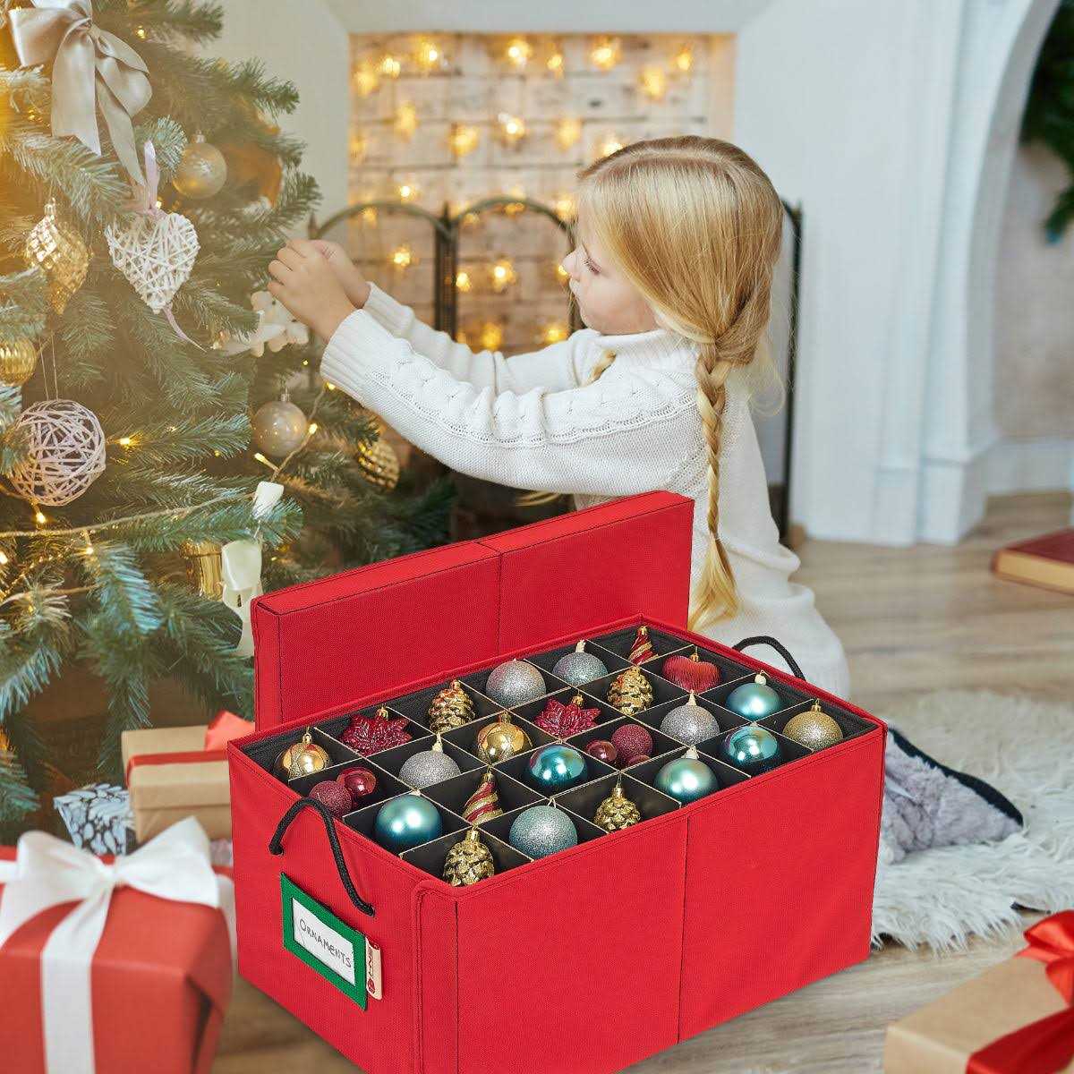 HOLDN' Storage Underbed Christmas Ornament Storage Container Box with Dividers - Image 4