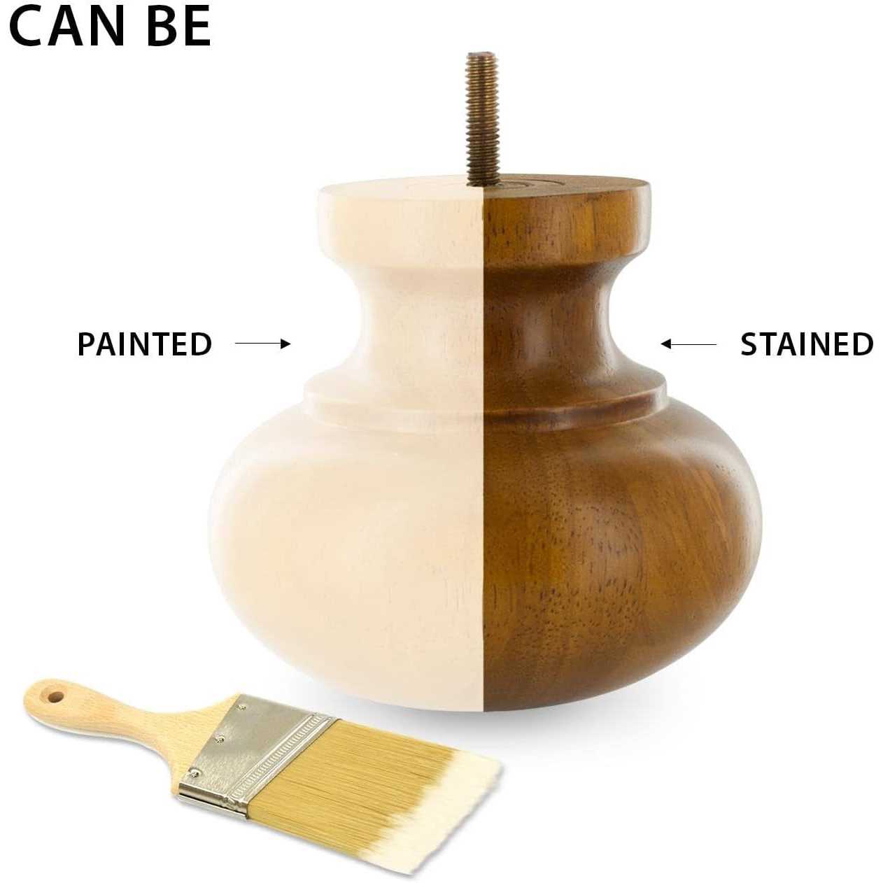 Outwater 4 in. x Unfinished Solid Hardwood Round Bun Foot 3P5.11 - Image 5