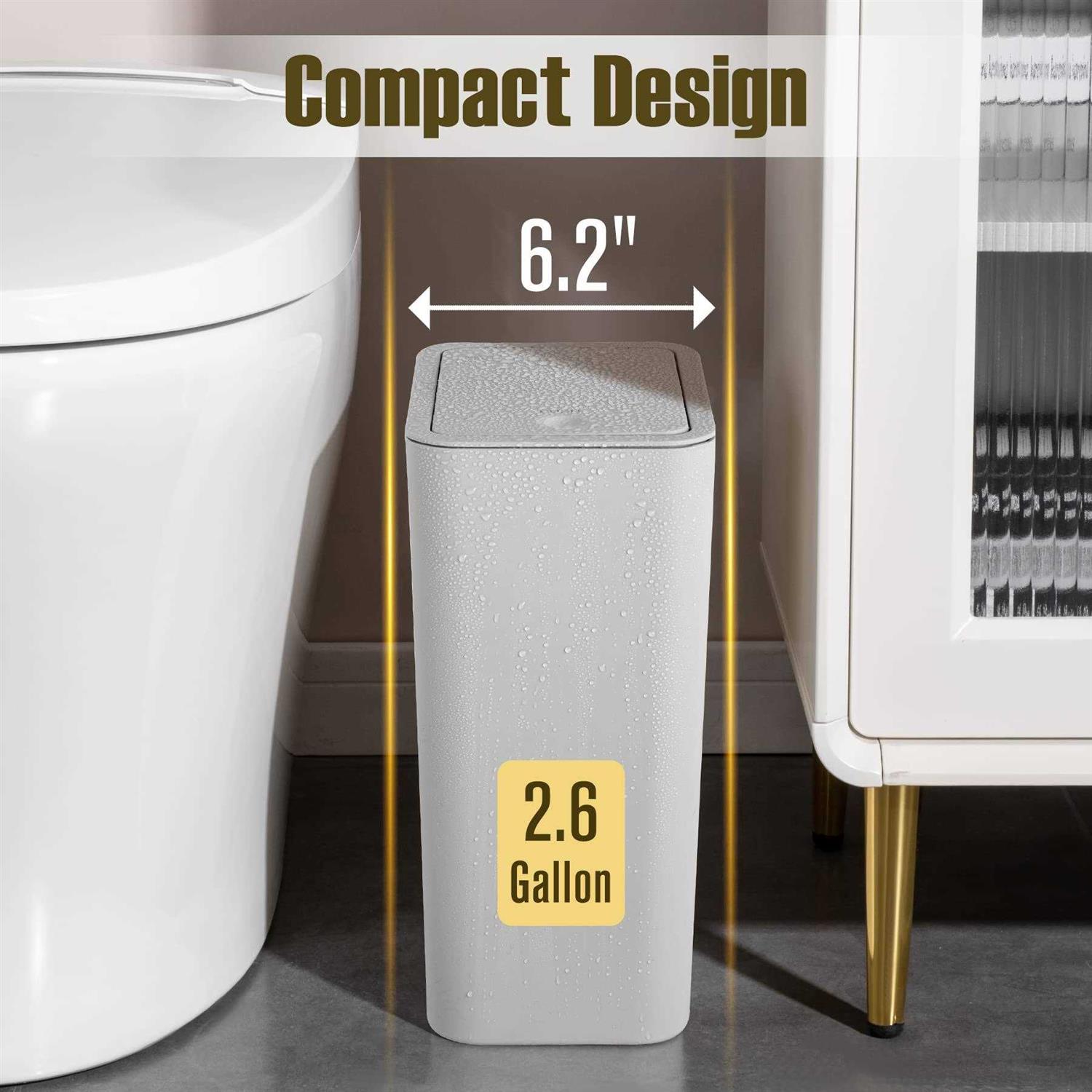 TrashAid Bathroom Trash Can with Lid 2.6 Gallon / 10 Liter Small Garbage Can with Press Top Lid - Image 4