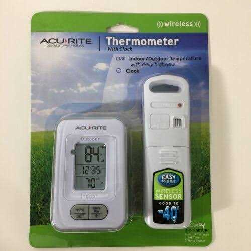 Acurite Wireless Indoor & Outdoor Digital Thermometer with Clock - Image 4