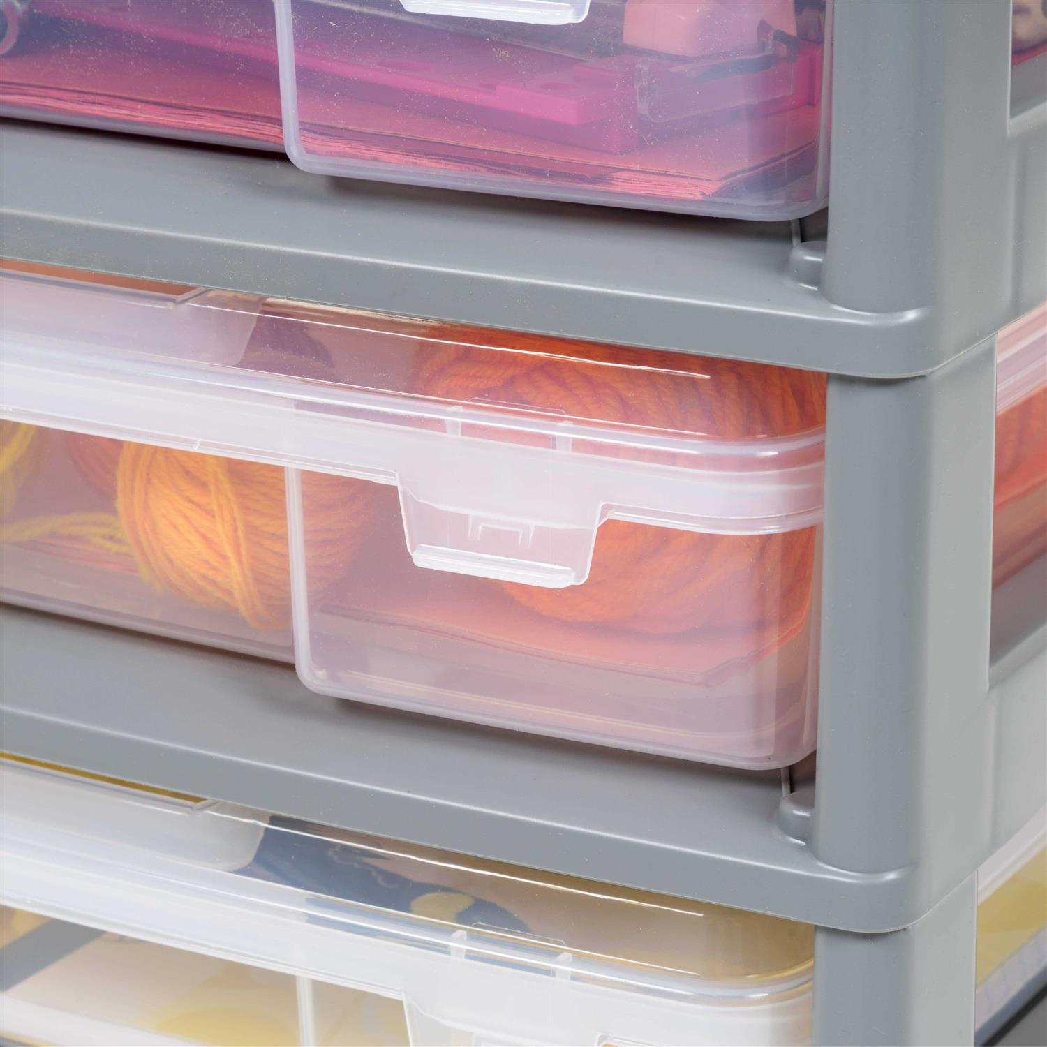 IRIS 5 Drawers Plastic Scrapbook Rolling Storage Cart with Organizer Top and Casters - Image 3