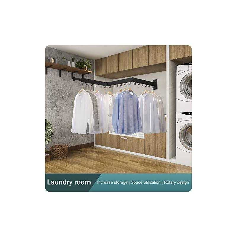 Boqorad Wall Mounted Clothes Hanger Rack Retractable Clothes Drying Rack,Space-saver - Image 3