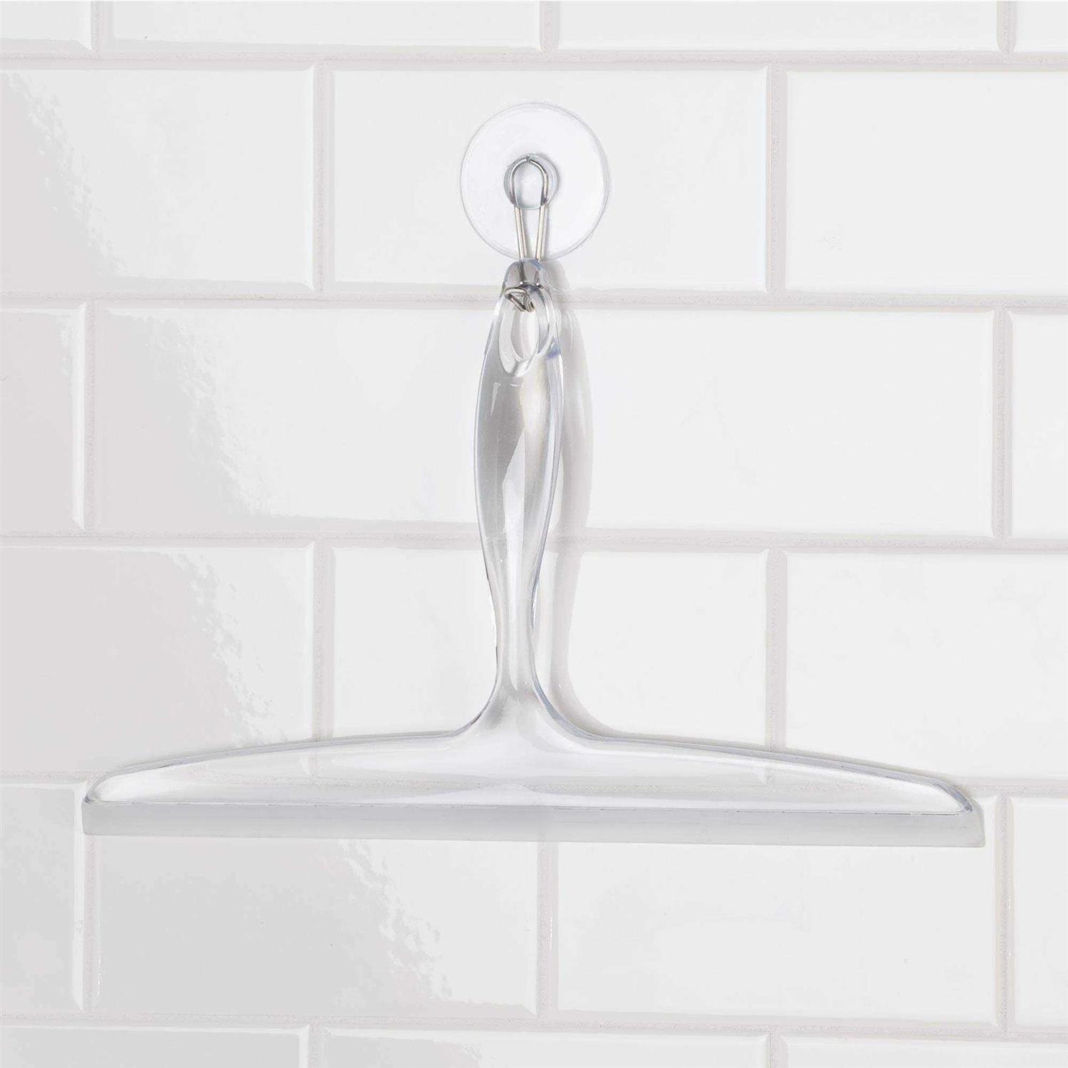 iDesign Plastic Bath Squeegee for Glass with Suction Hook Holder 12 - Image 4