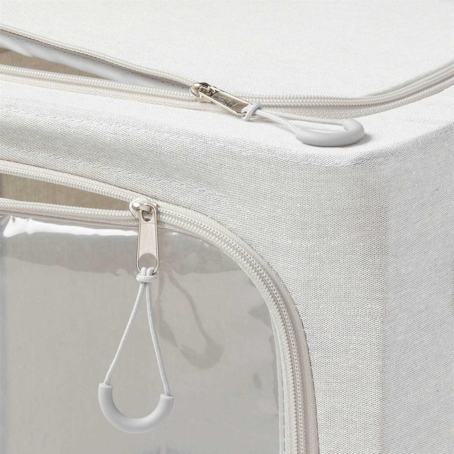 Brightroom Set of 2 Zipper Fabric Storage Cubes Gray - Image 3