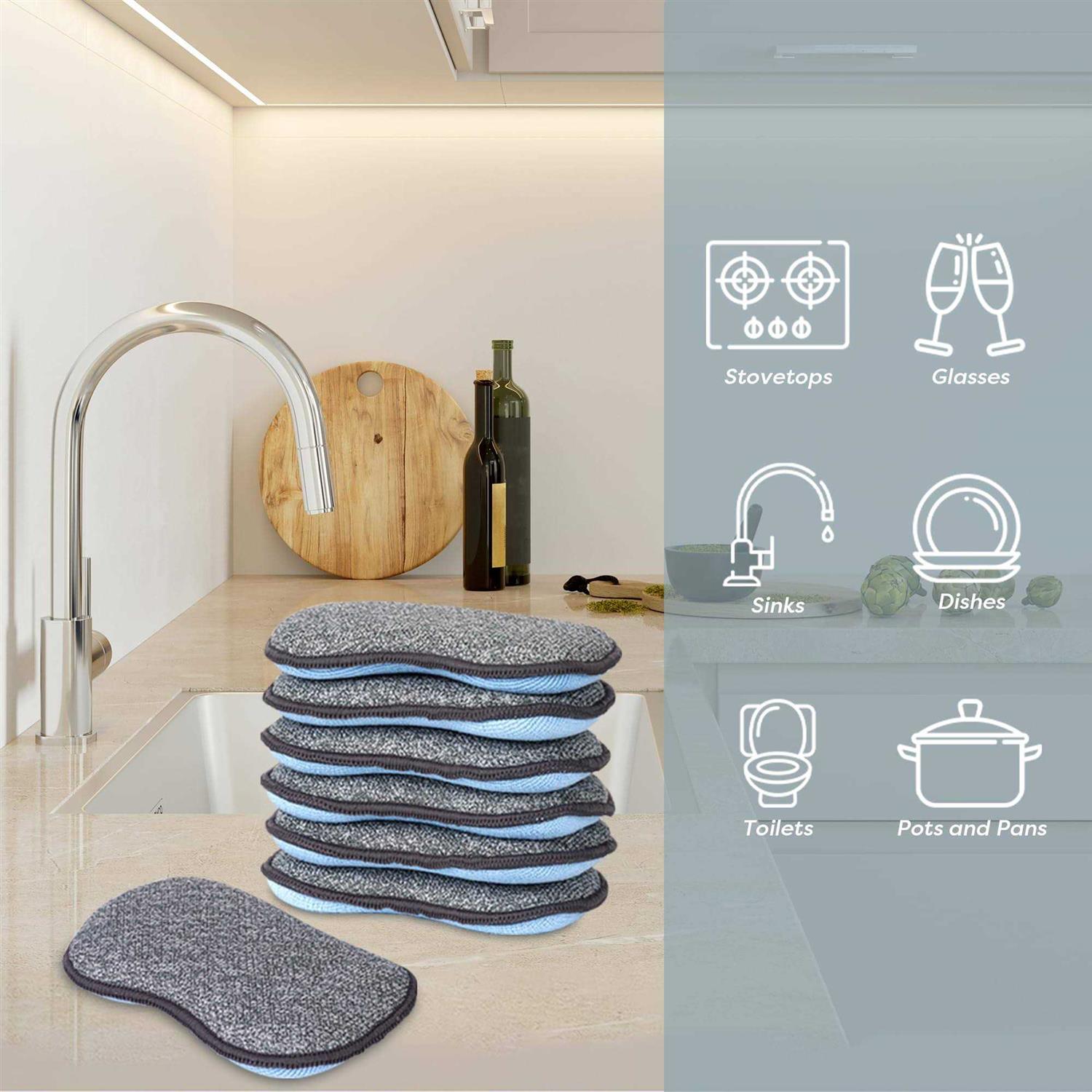 Multi-Purpose Scrub Sponges for Kitchen by Scrub it Non-Scratch Microfiber Sponge Along with Heavy Duty Scouring Power - Image 3