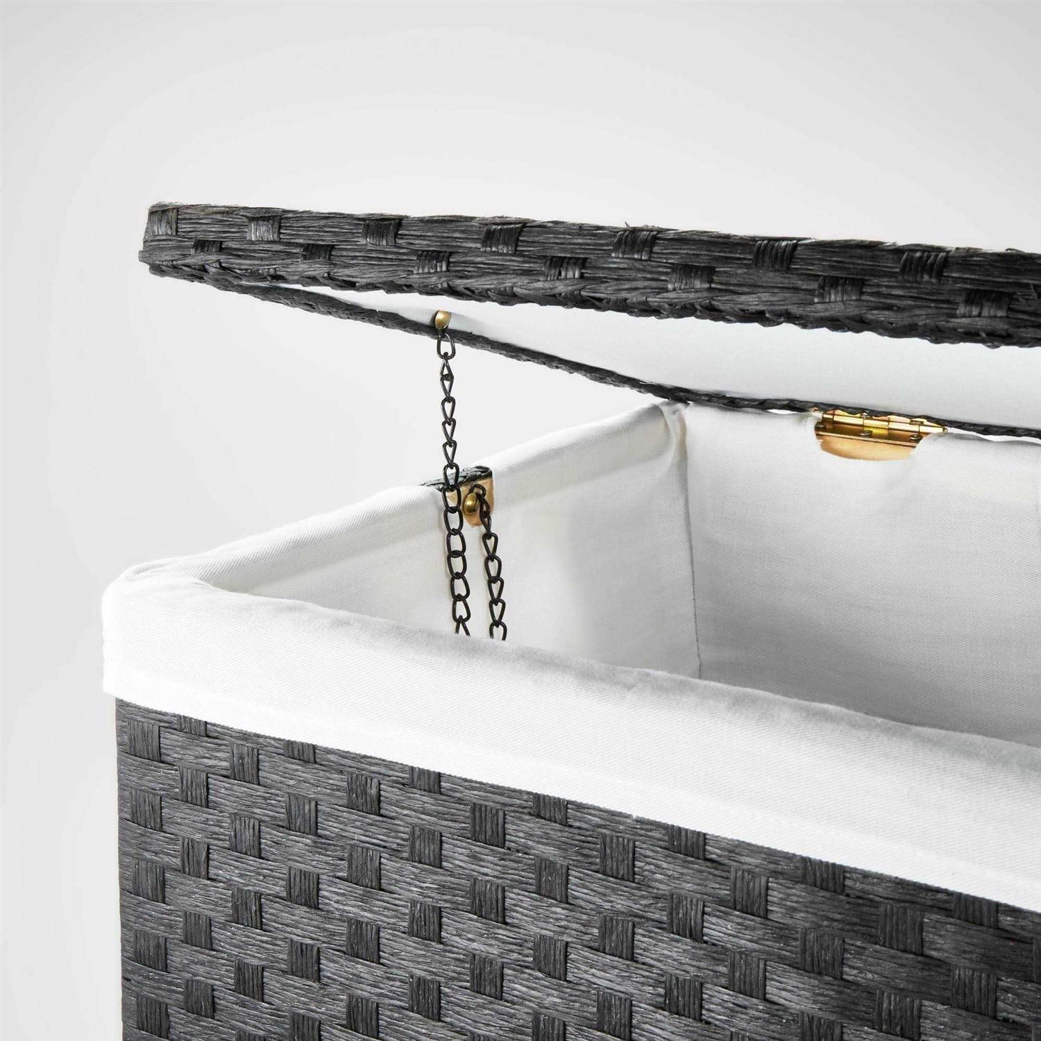 Brightroom 24 x 14 x 20 Lined Woven Hamper Black - Image 3