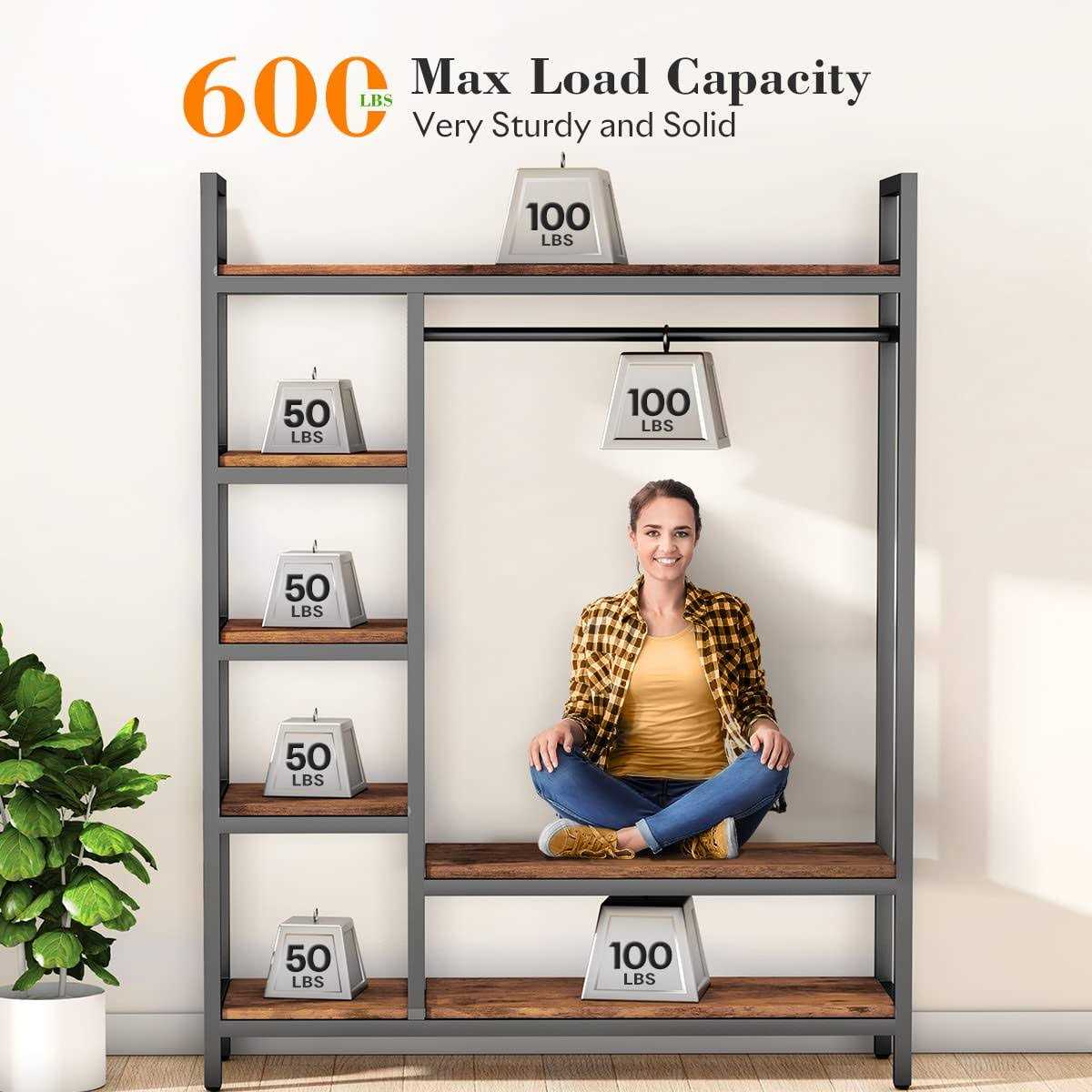 Hokeeper Capacity Heavy Duty Clothes Rack with Shelves Closet Organizer Metal Wardrobe Closet Clothing Rack - Image 5