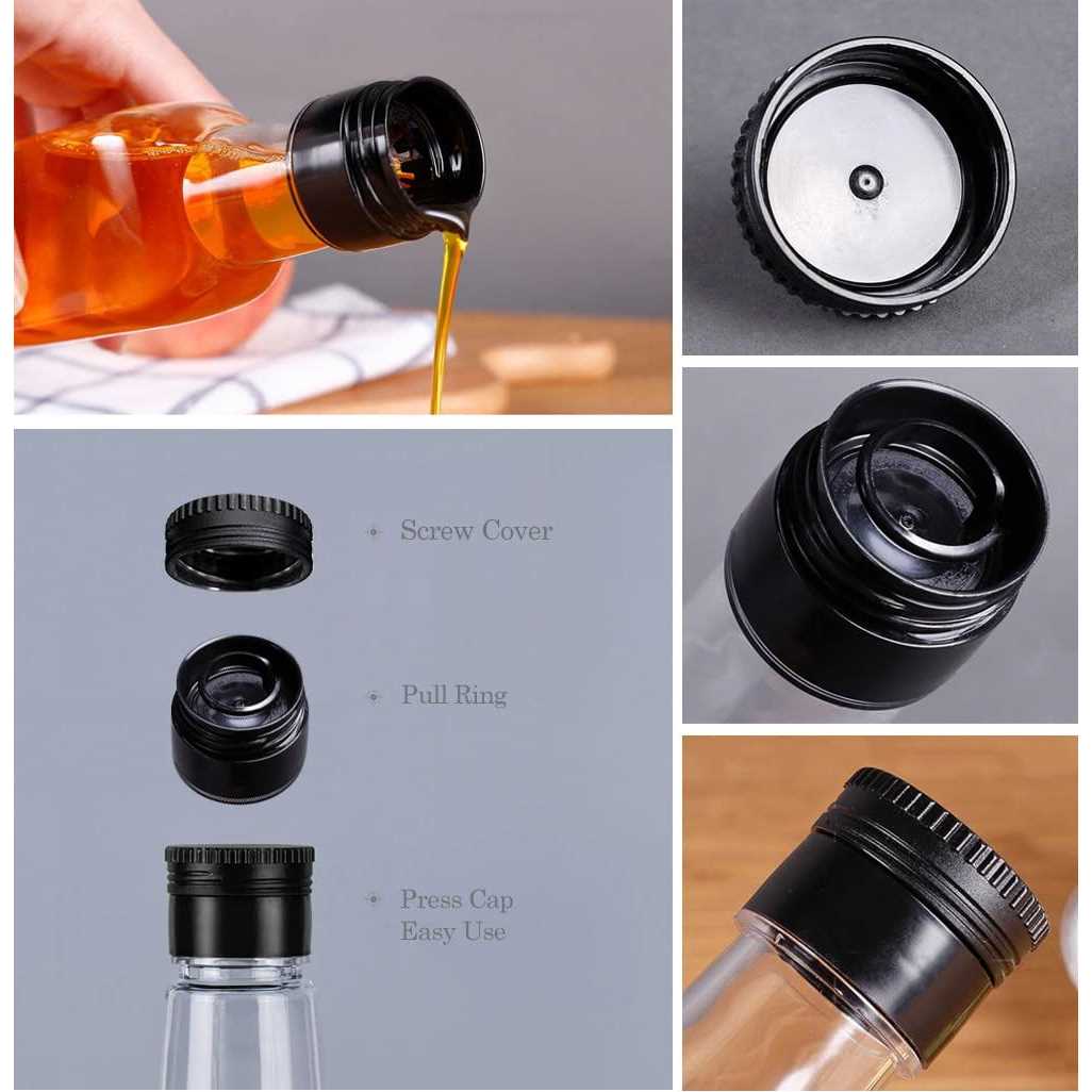 B Sepor 6 Pack 1000ml Clear Quadra PET Empty Bottles Olive Oil Plastic Bottle with Caps - Image 5