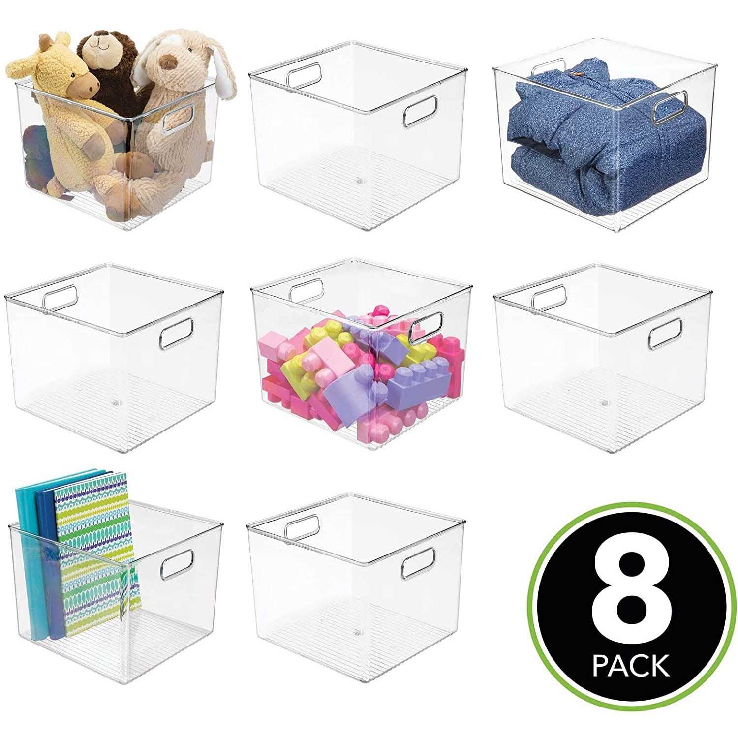 mDesign Plastic Deep Home Storage Organizer Bin Handles - Image 5