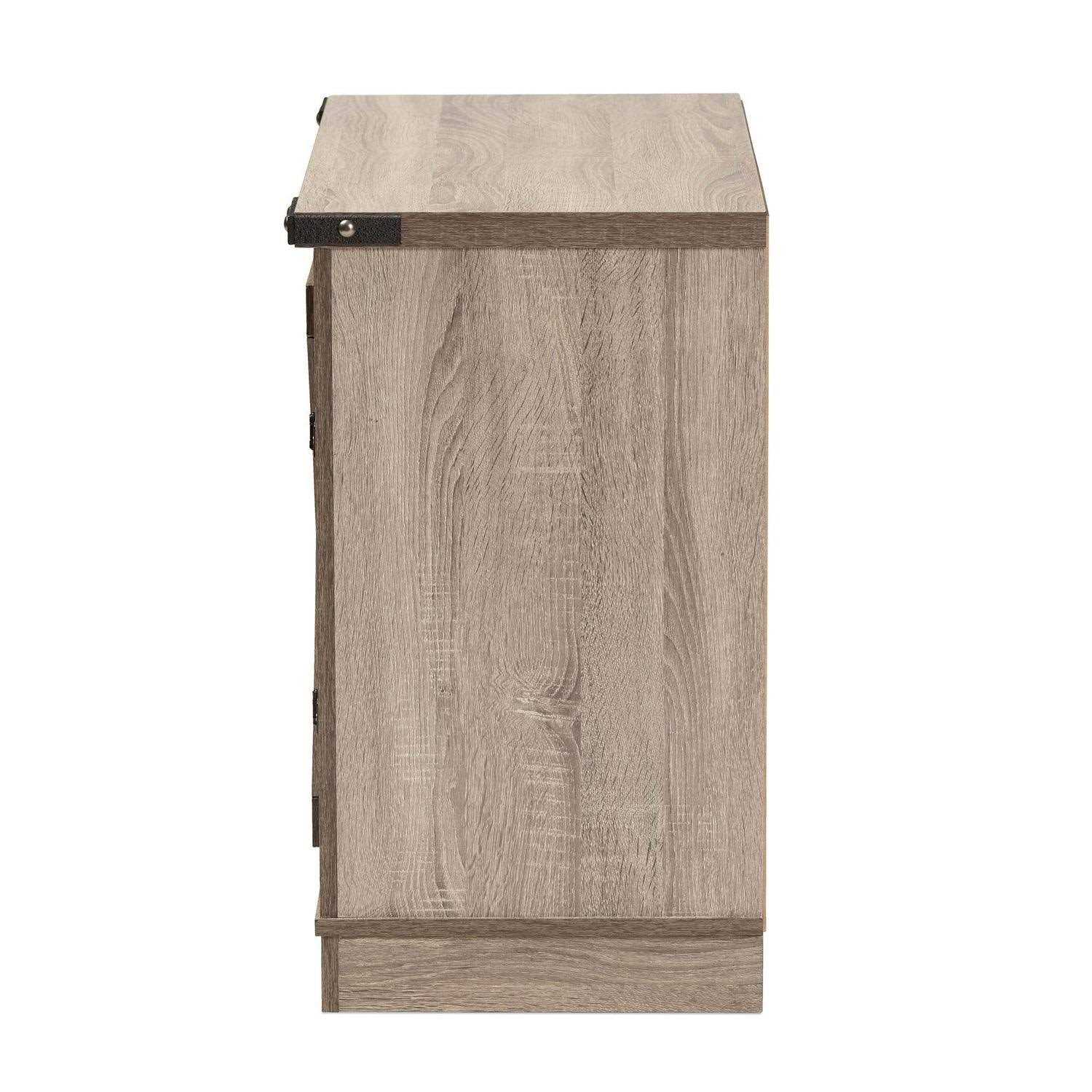 Baxton Studio Wayne Modern Farmhouse Oak Brown Finished Wood 2-Door Shoe Storage Cabinet - Image 3
