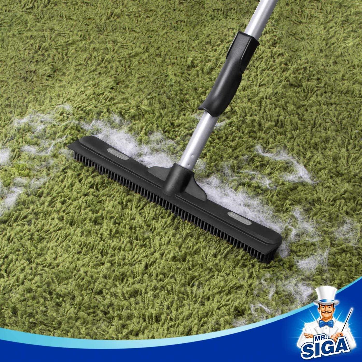 MR.SIGA Pet Hair Removal Rubber Broom with Built in Squeegee 3 in 1 Floor Brush for Carpet - Image 5