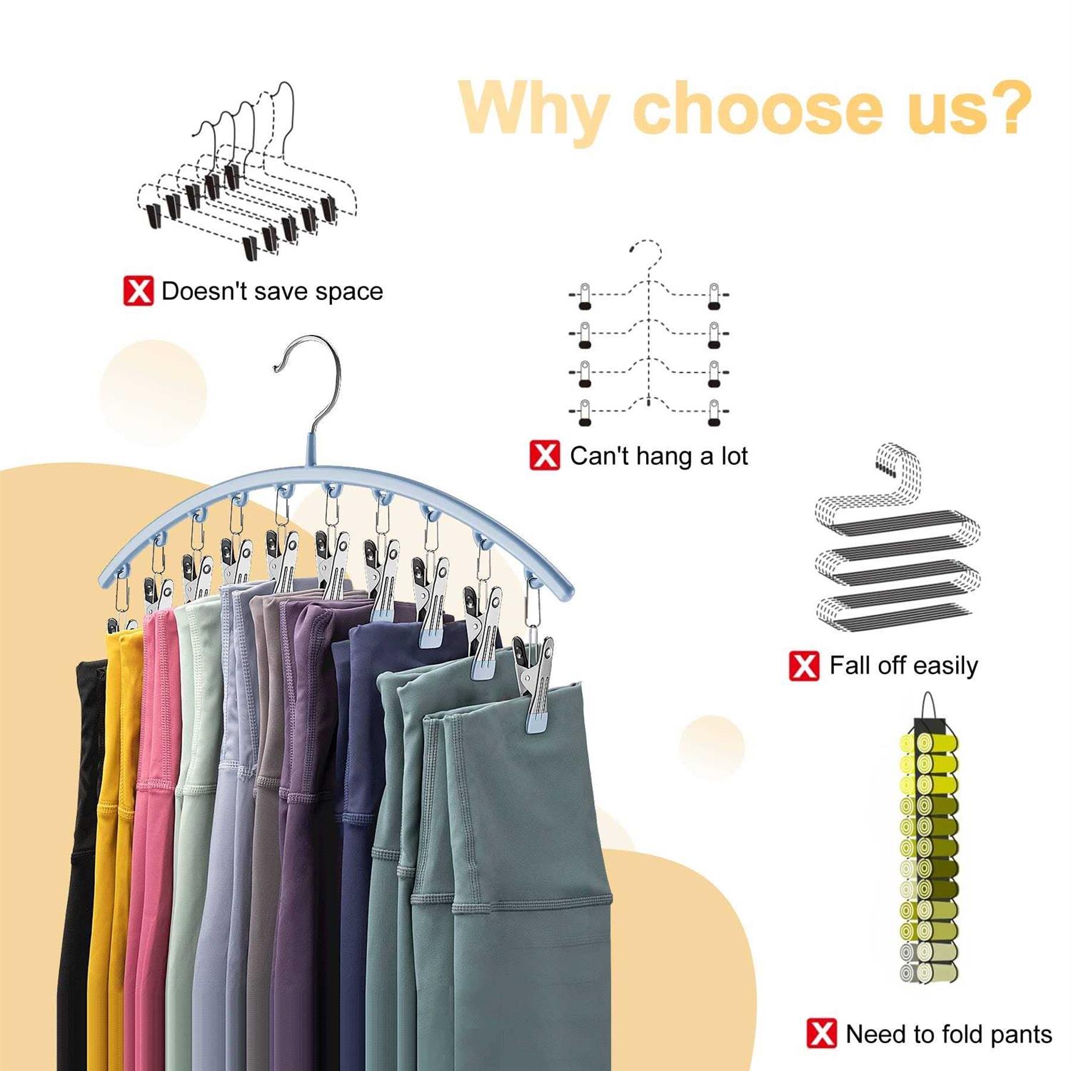 Volnamal Legging Organizer for Closet Metal Yoga Pants - Image 3