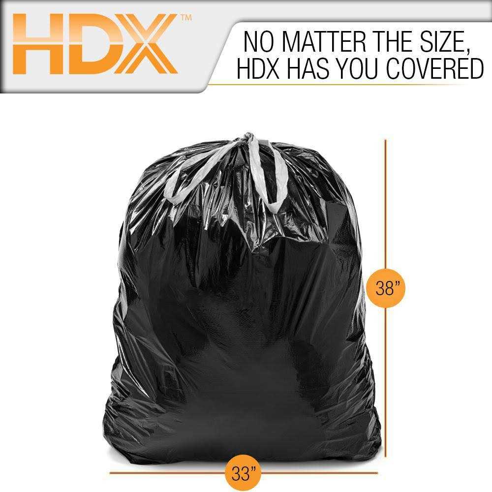 HDX 33 Gal. 39 Gal. Black Drawstring Outdoor and Yard Trash Bags - Image 4