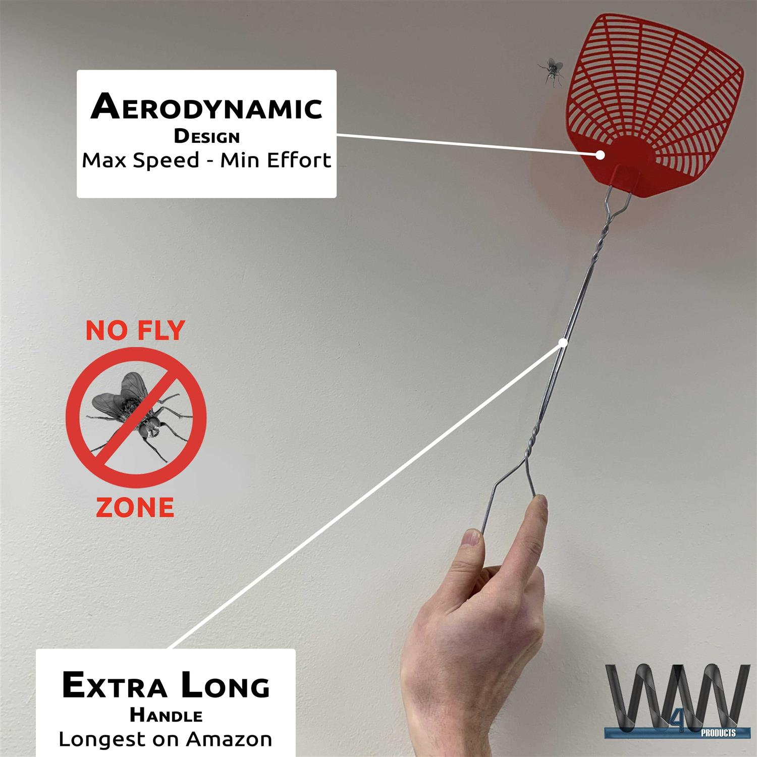 W4W Bug & Fly Swatter Handle 6 Pack Fly Swatters Indoor/Outdoor Pest Control flyswatter - Image 4