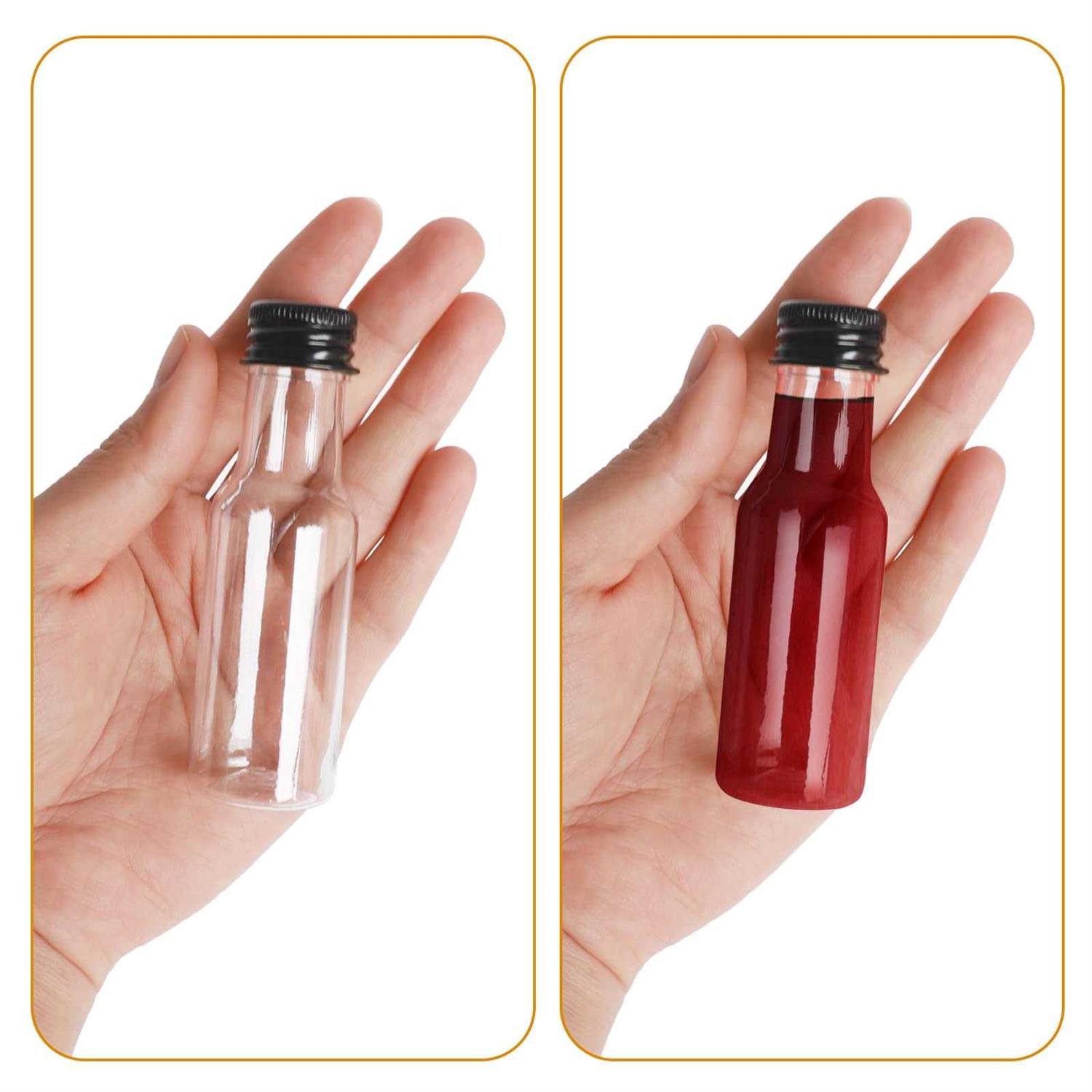 Aweyka 72 Pack Mini Liquor Bottles, Empty Plastic Spirit Bottles with Black Cap,1oz/30ml Mini Alcohol Bottles with 10 Funnels, 72 Tag and Ropes - Image 3