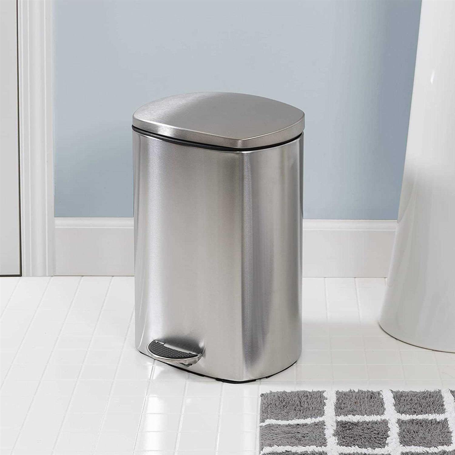 Honey-Can-Do 12 gal Silver Stainless Steel Step-On Trash Can - Image 3