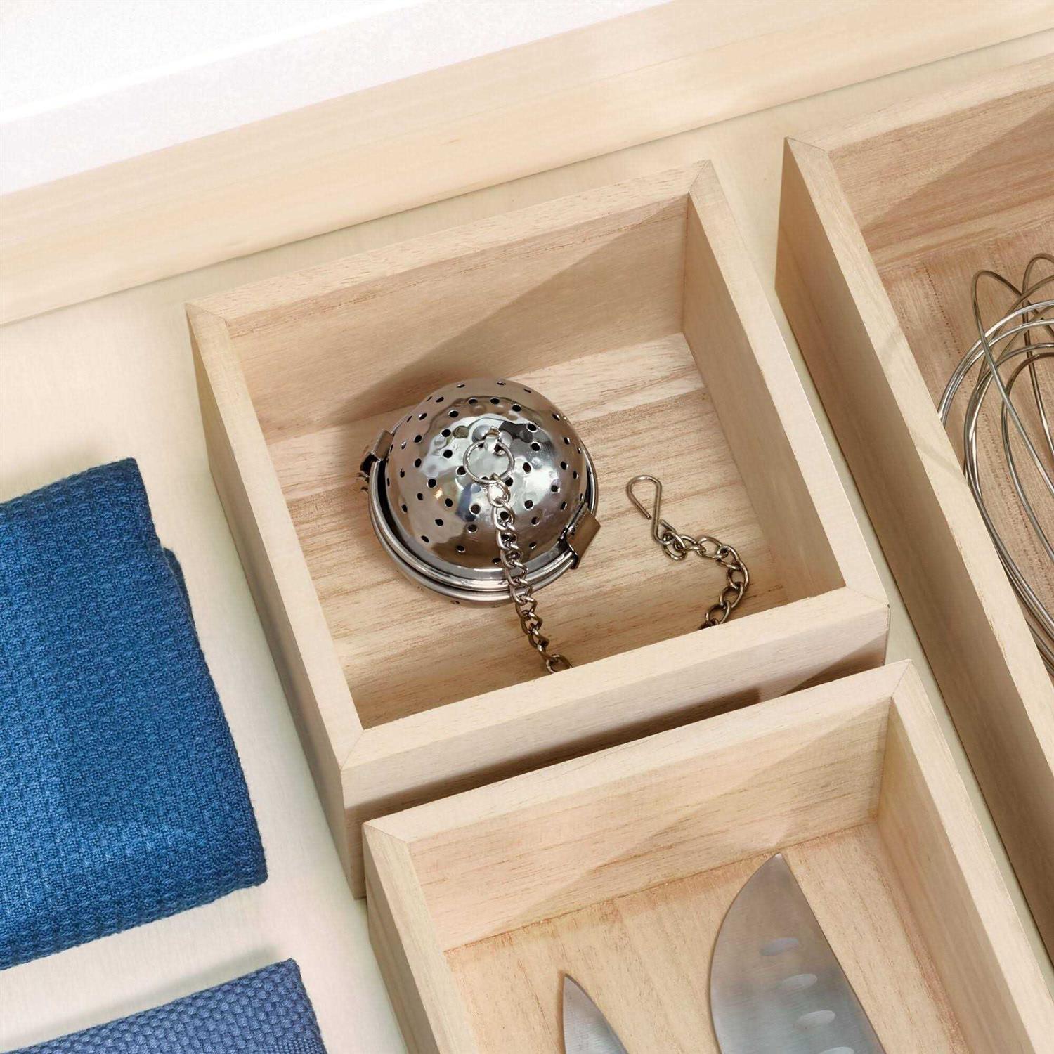 iDesign Ecowood Natural Paulownia Wood Drawer Organizer Bin - Image 3