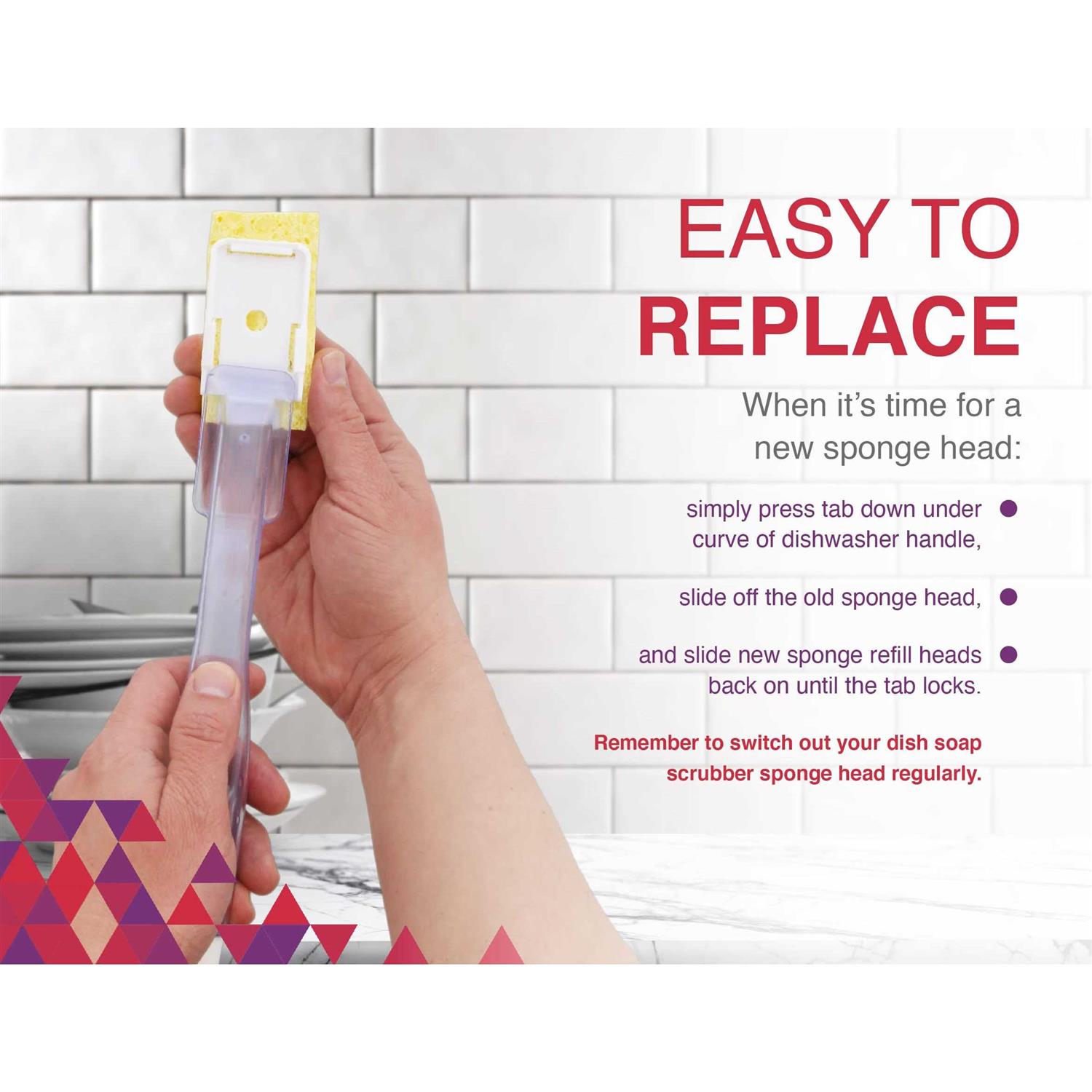 Arrow Home Products Arrow Dish Wand Sponge Refills 6 Pack Replacement Sponge Heads for Dish Wand - Image 5