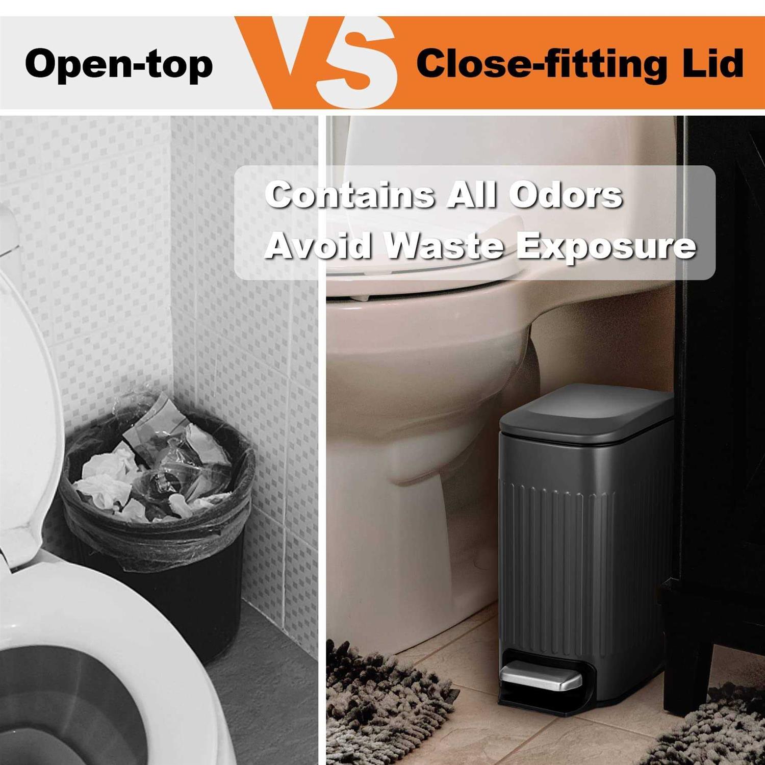 TrashAid Bathroom Trash Can with Lid Soft Close 6 Liter/1.6 Gallon Stainless Steel Small Garbage Can with Removable Inner Bucket - Image 4