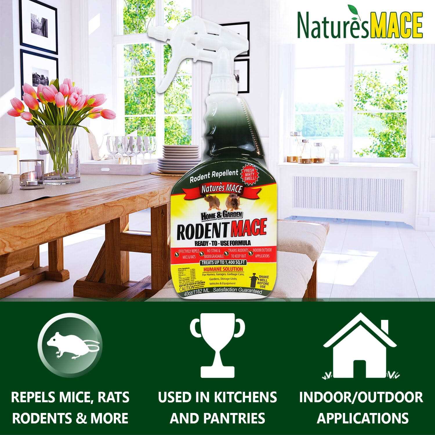 Nature's Mace Peppermint Rodent Mouse Repellent 1 Gallon Ready-to-Use Spray Treats 5,600 Sq Ft - Image 4