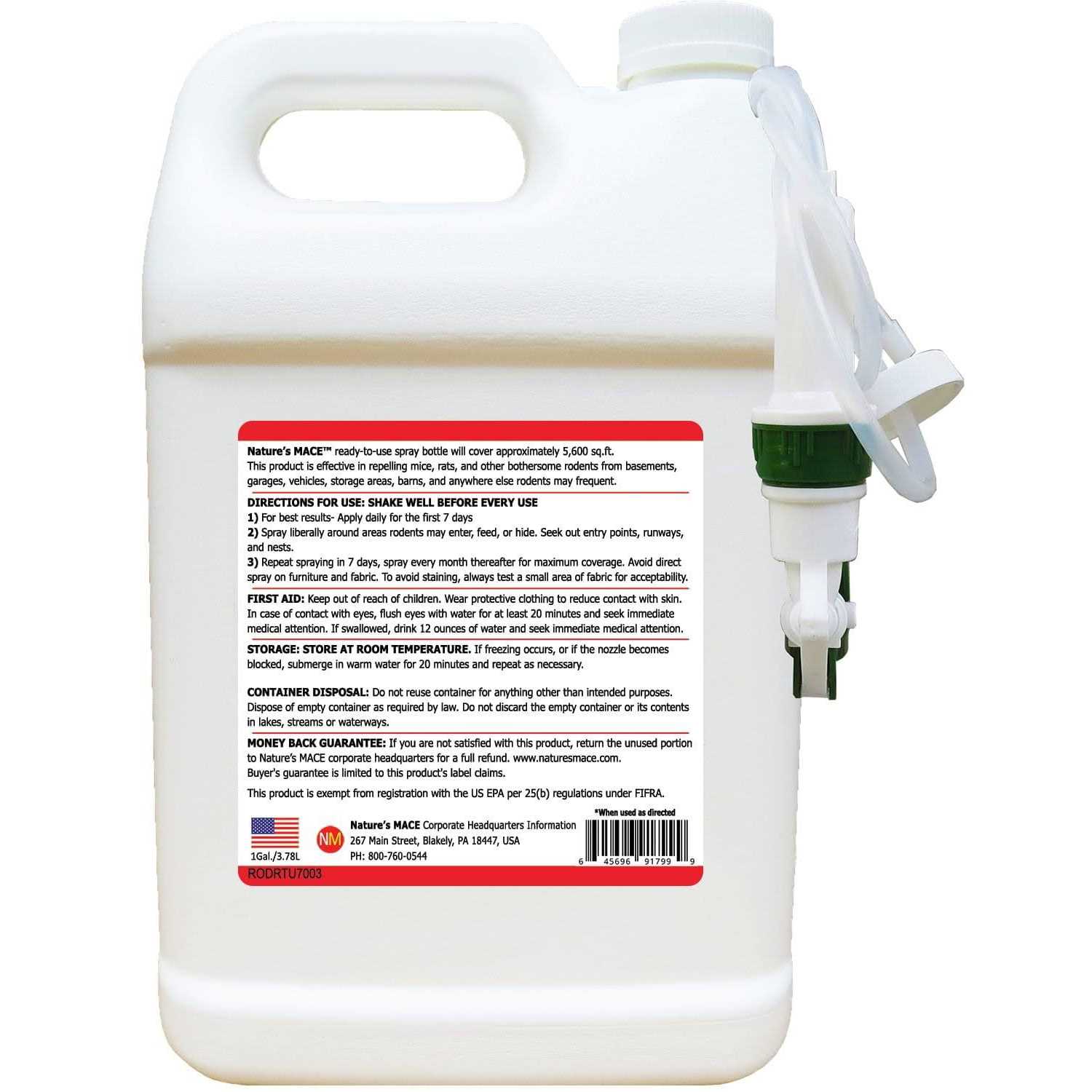 Nature's Mace Peppermint Rodent Mouse Repellent 1 Gallon Ready-to-Use Spray Treats 5,600 Sq Ft - Image 5