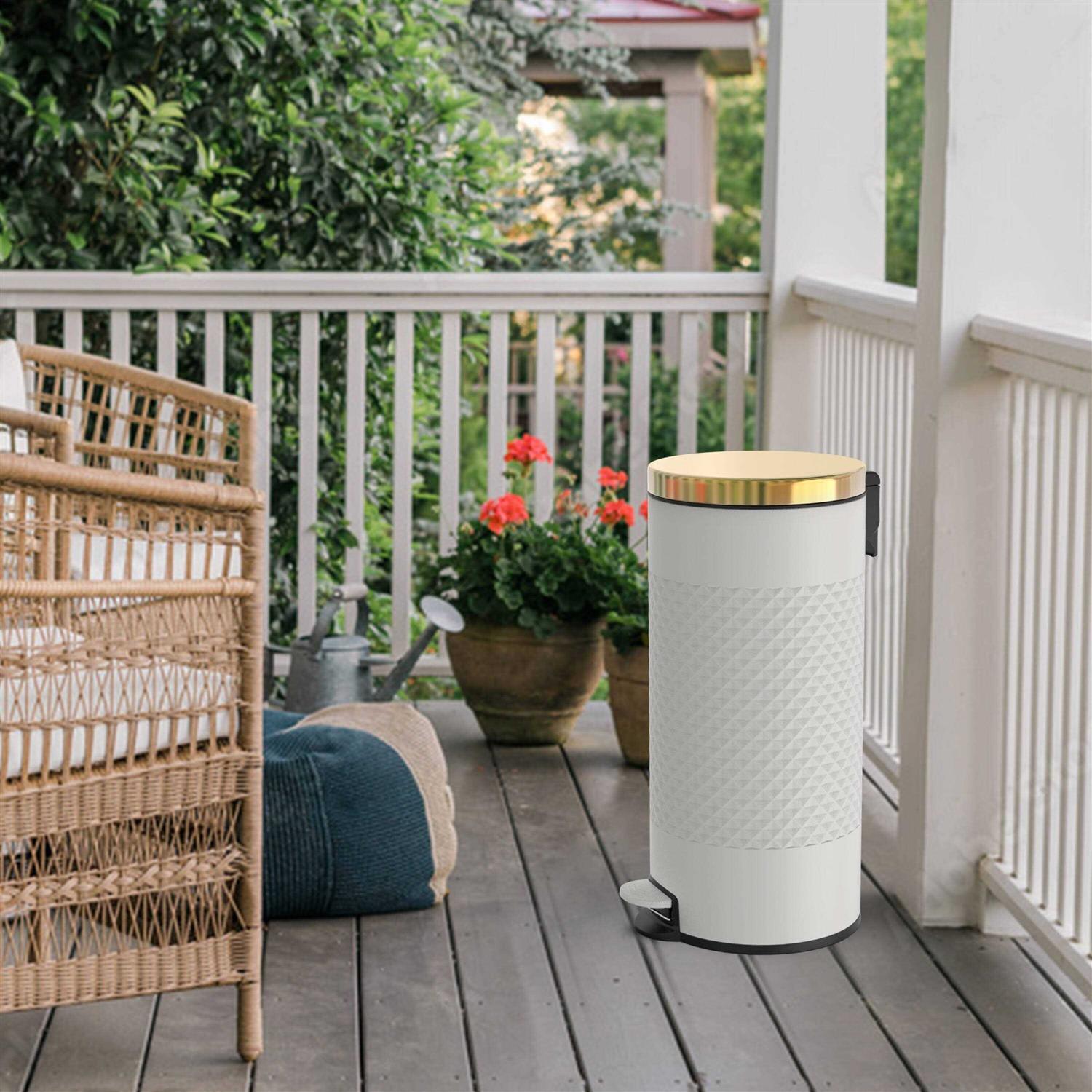 Innovaze 8 Gal./30 Liter Round Shape Step-on Trash Can with Diamond body design for Kitchen - Image 3