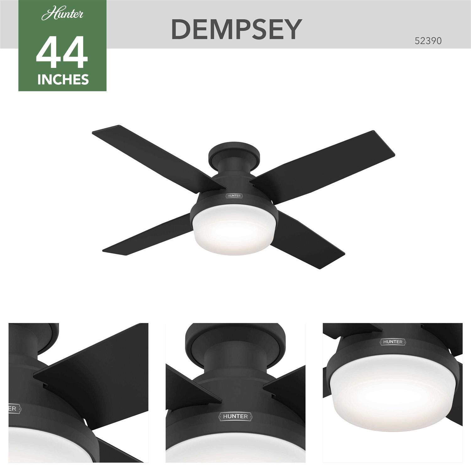 Hunter Dempsey LED Contemporary Ceiling Fan Matte Black 52390 - Image 5