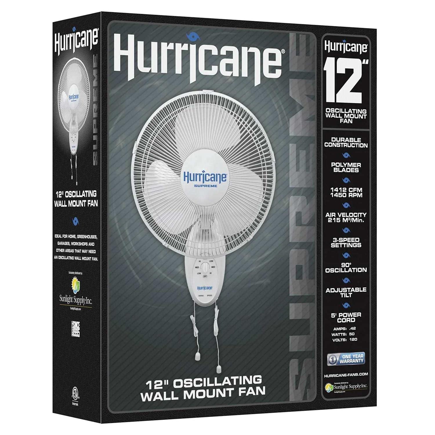 Hurricane Supreme Oscillating Wall Mount Fan - Image 3