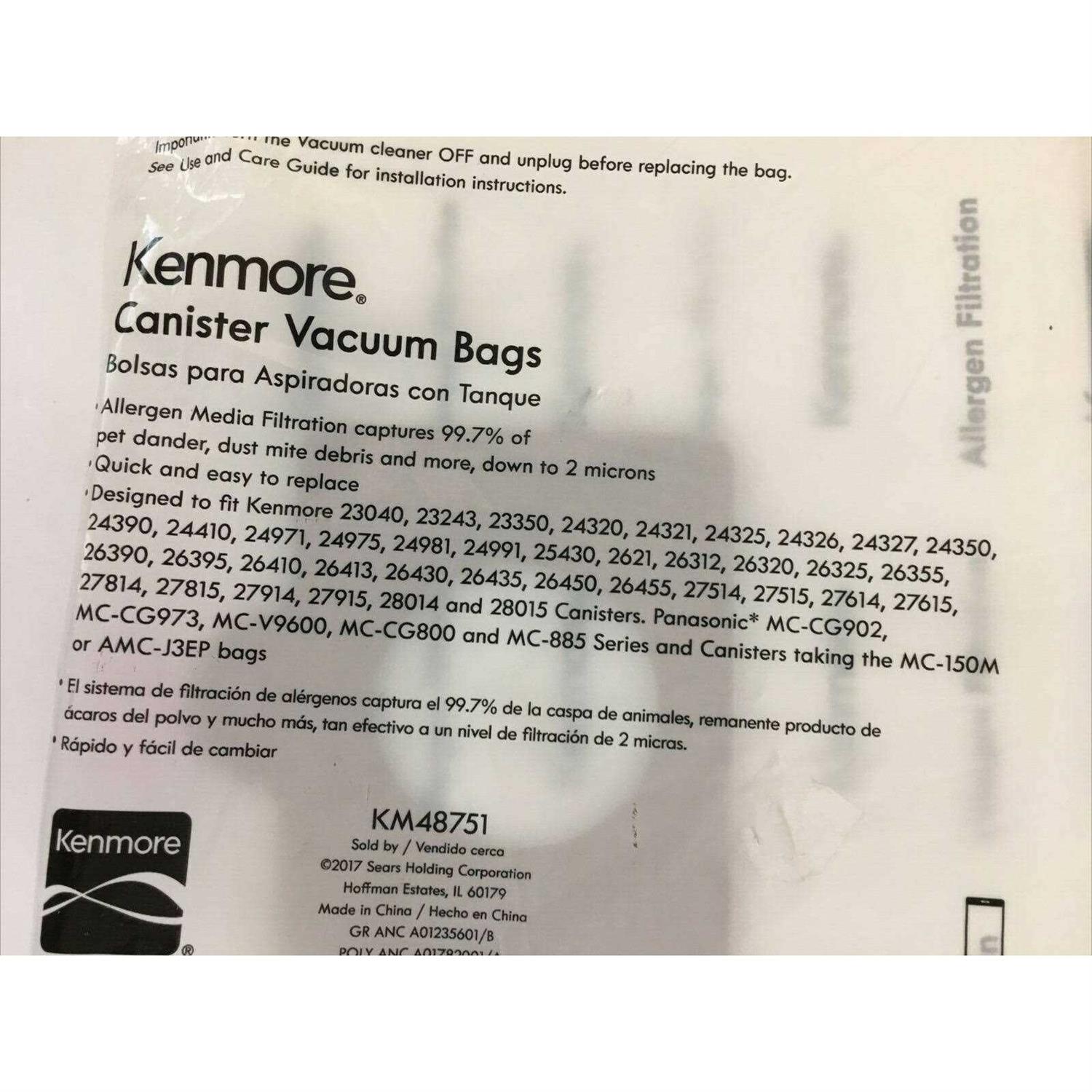 Kenmore 50104 8 Pack C/q Canister Vacuum Bags - Image 5