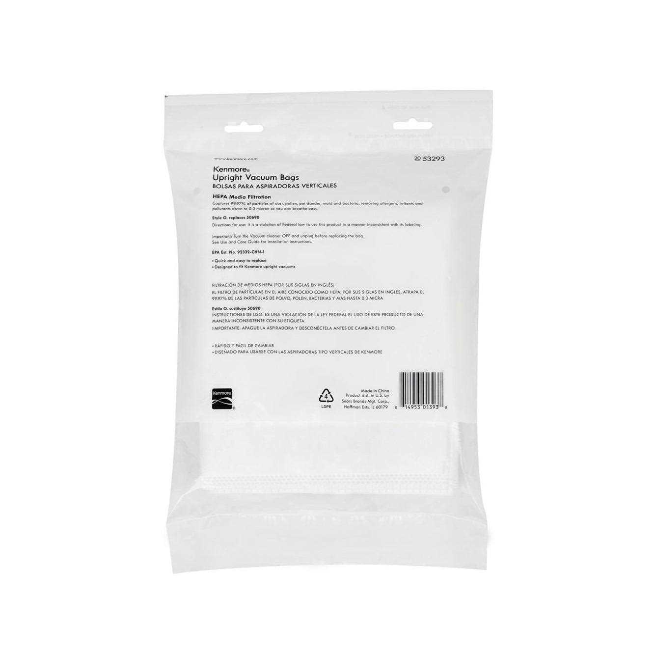 Kenmore 53294 O HEPA Vacuum Bags for Upright - Image 4