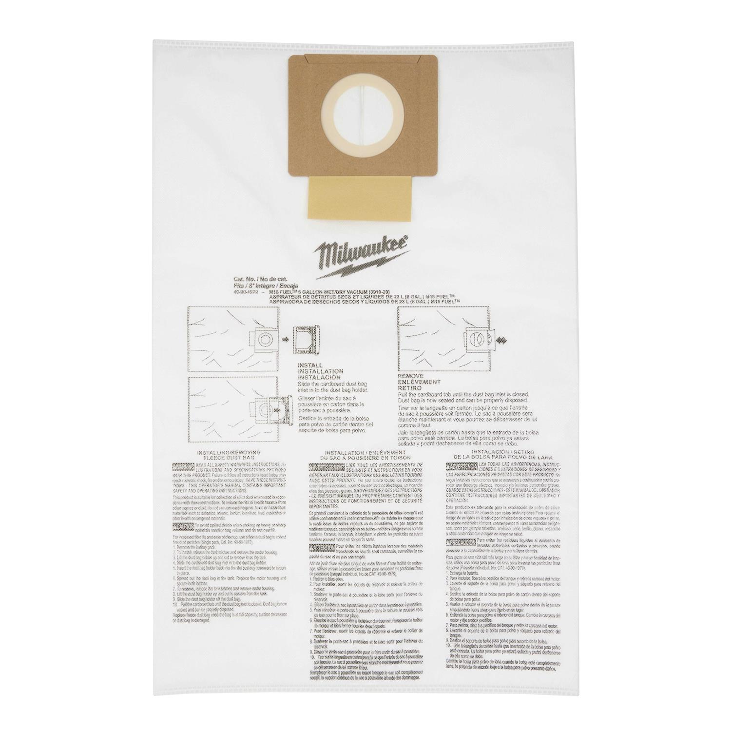 Milwaukee 6 gal Fleece Dust Bags 49-90-1979 - Image 5