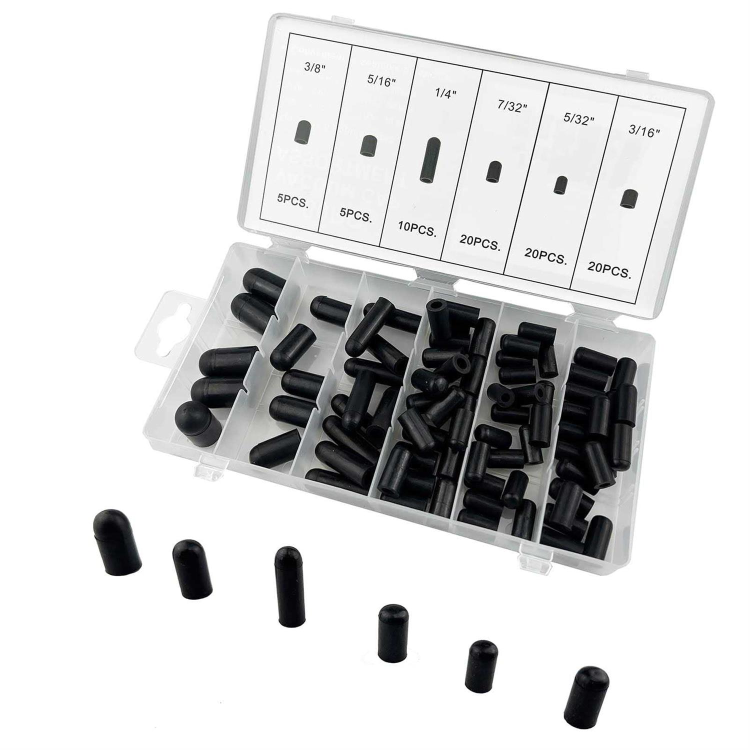 80 Piece Vacuum Cap Assortment Carburetor & Vacuum Rubber Cap Assortment Set 5/32 -3/8 Auto Repair Kit - Image 3
