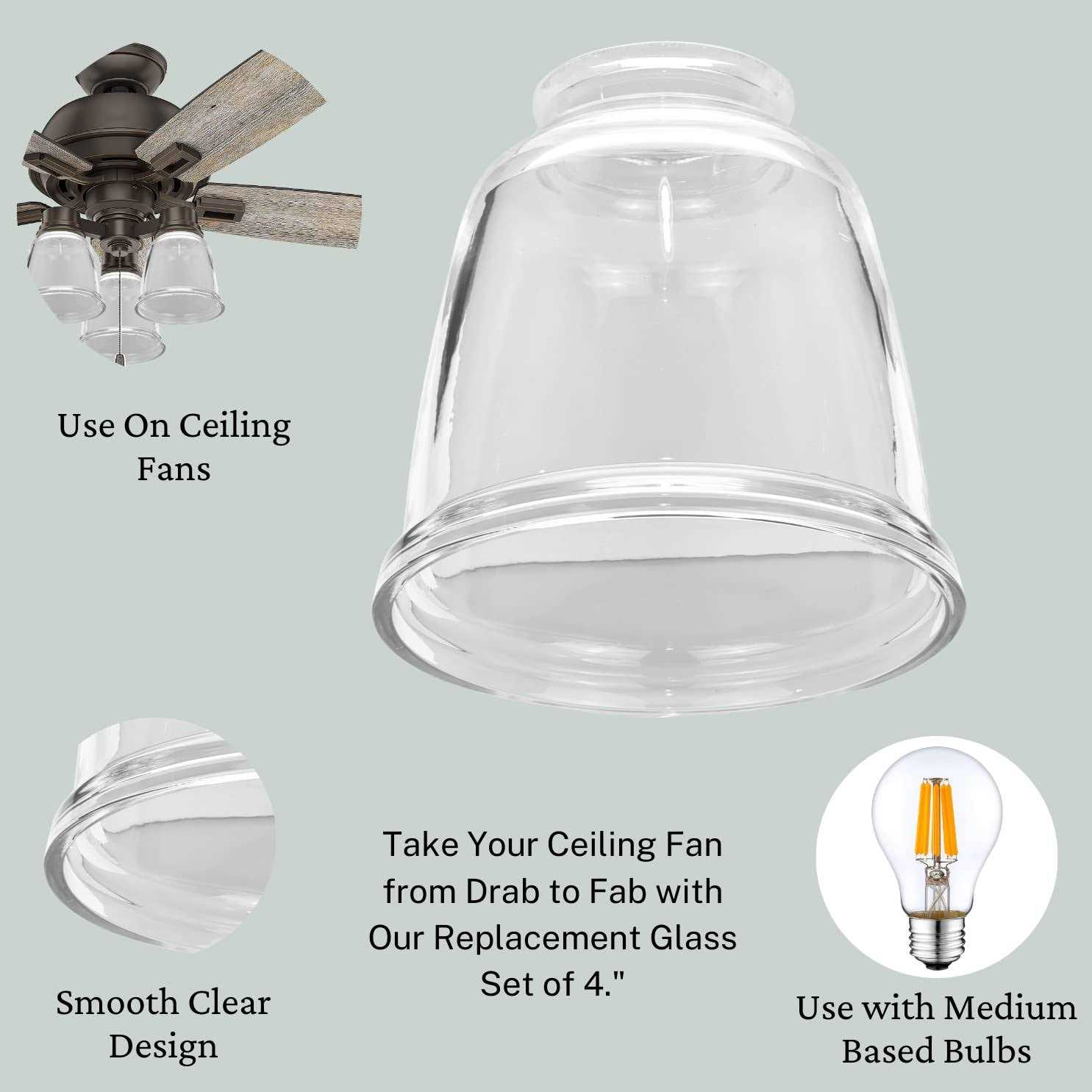 Ceiling Fan Light Covers Clear Glass Shade Lamp Replacement Kit for Ceiling Fan Light Kits Perfect for illuminating your home - Image 4