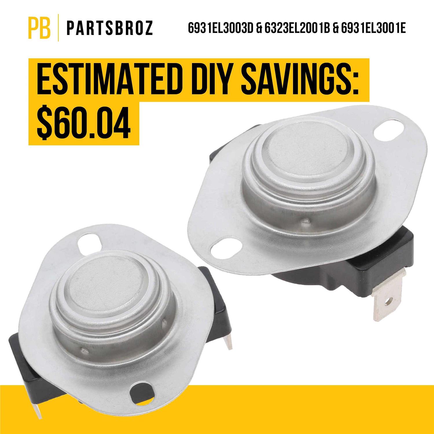 6931EL3003D Dryer Thermal Fuse LG High Limit Thermostat 6323EL2001B LG Dryer Thermistor Replacement 6931EL3001E Thermostat DLE0332W DLE0442W - Image 3
