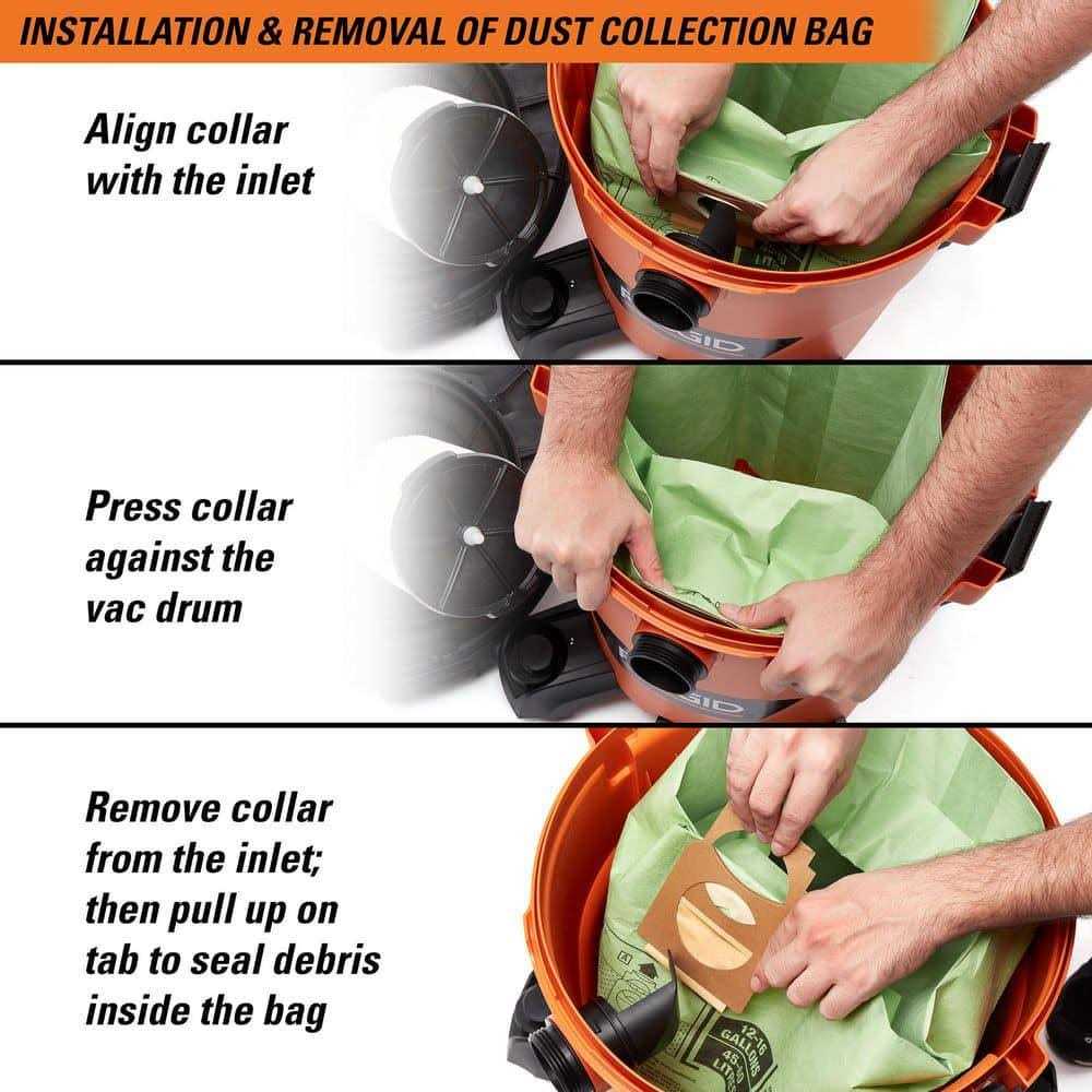RIDGID Wet/Dry Vac Premium Cyclonic Dry Pick-up Only Dust Bags for Select 12 to 16 Gallon Shop Vacuums - Image 5
