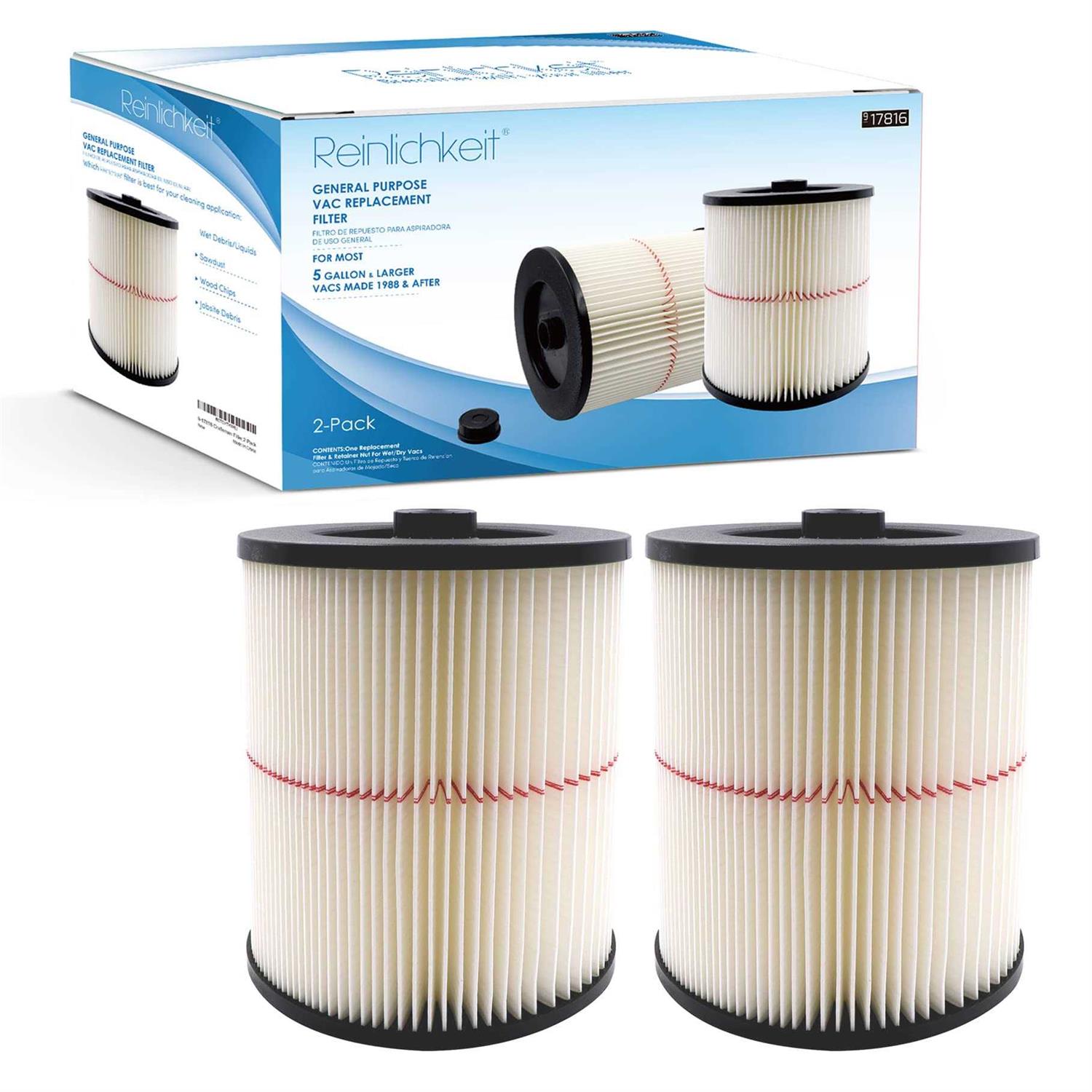 Reinlichkeit 2 Pack Cartridge Filter for Craftsman 17816 9-17816 Wet/Dry Air Filter Replacement Part - Image 3